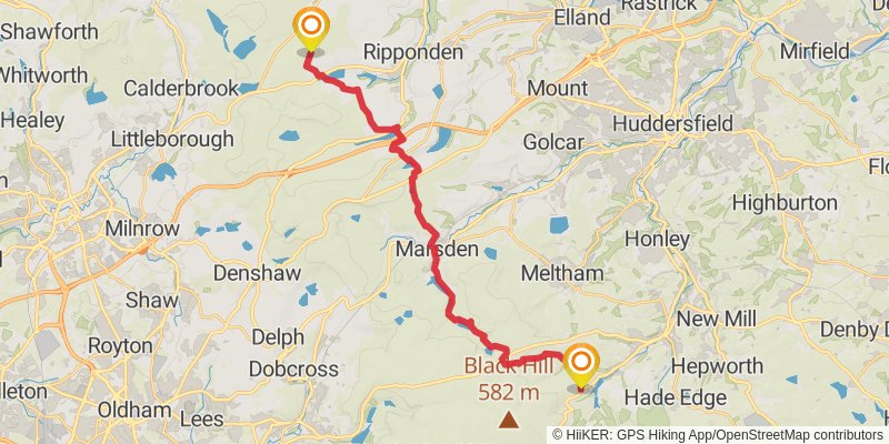 Carlisle to Cat and Fiddle Walk stage 36 Map