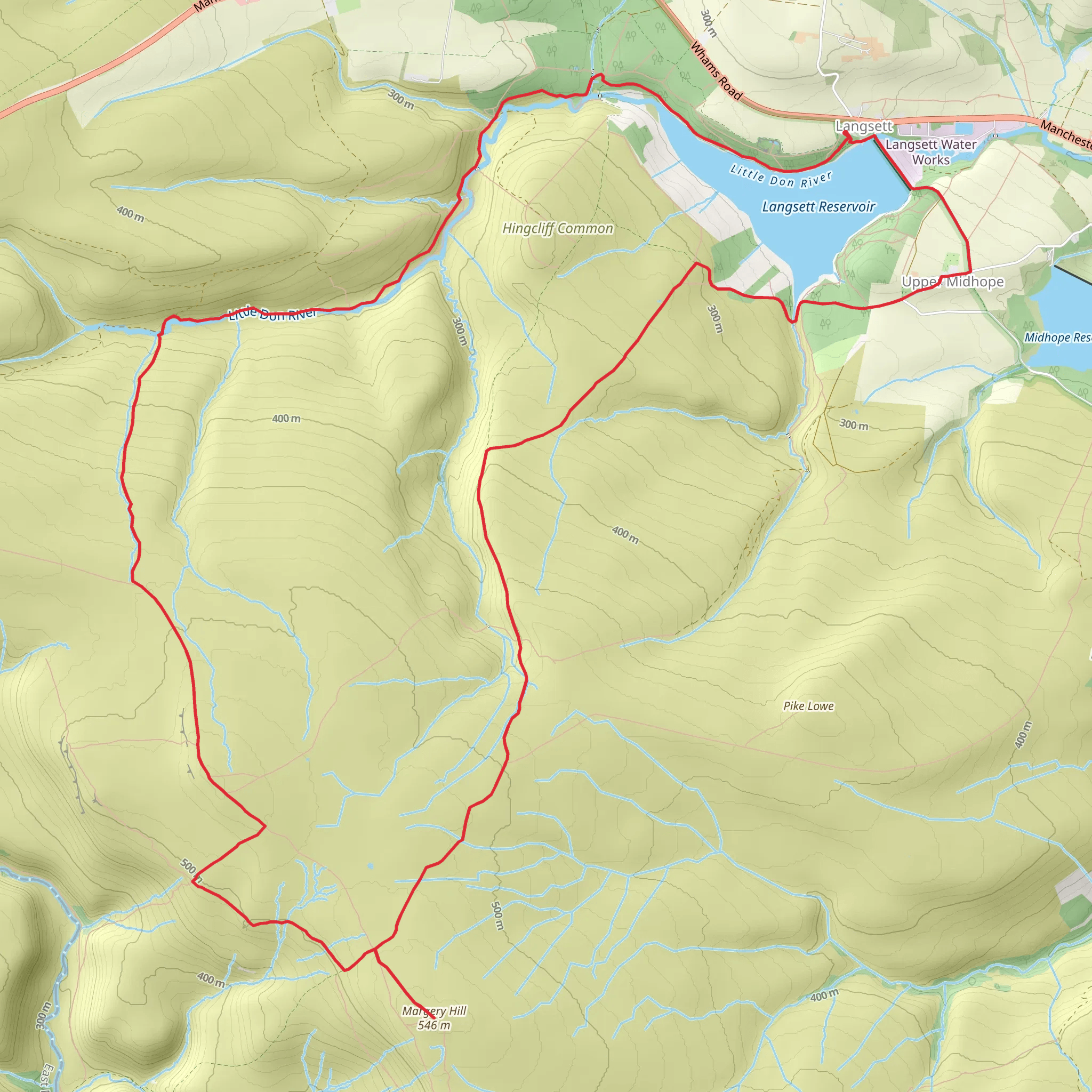 Langsett Reservoir and Margery Hill Loop mobile static map