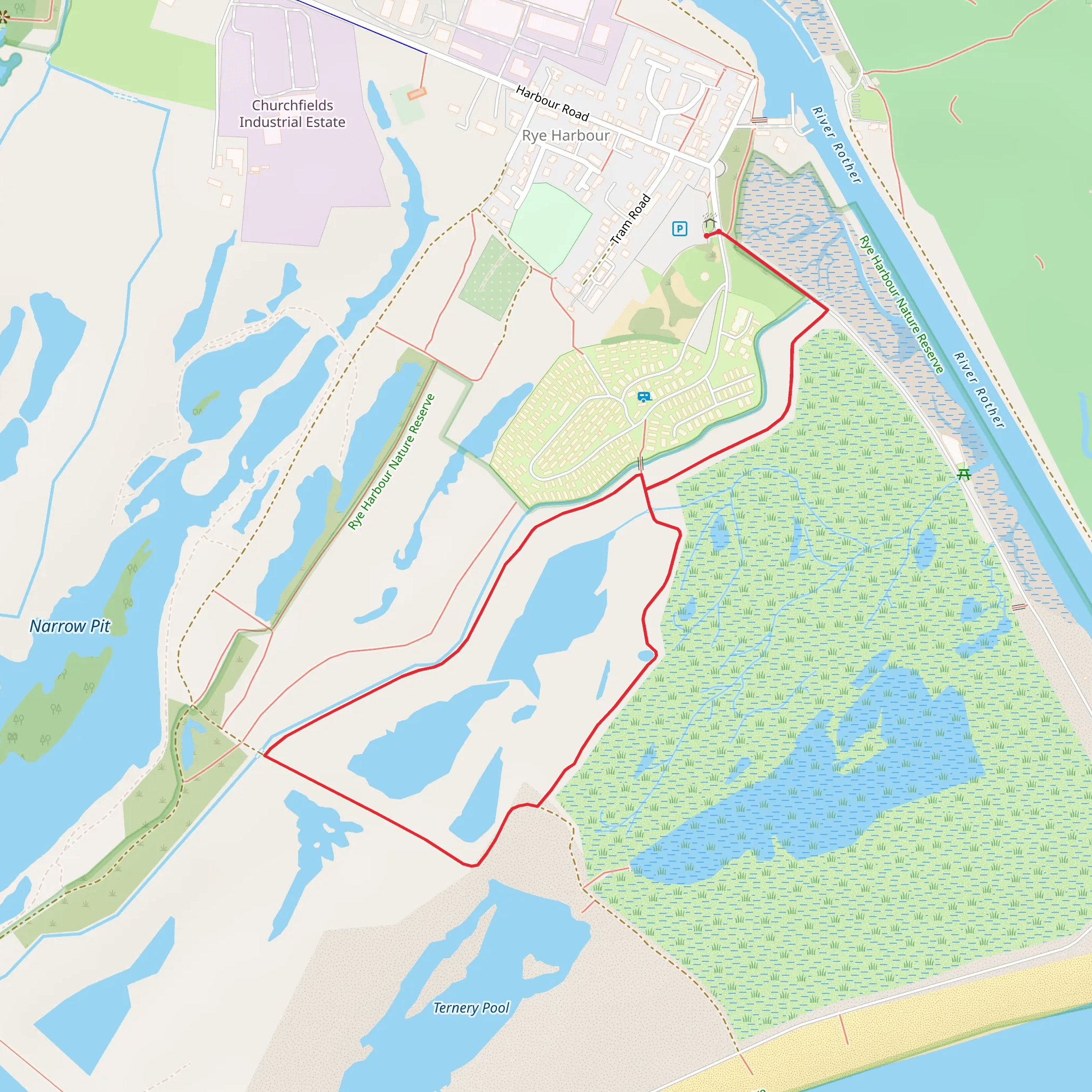 Rye Harbour Nature Reserve Loop mobile static map