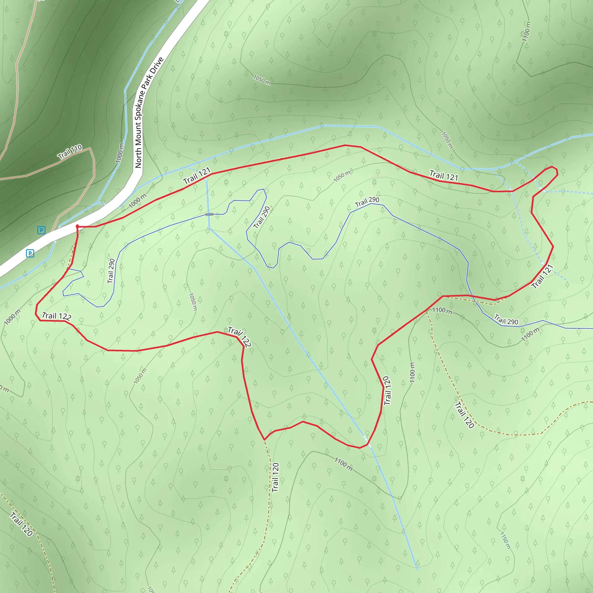 North Mount Spokane Park Drive Loop - South mobile static map