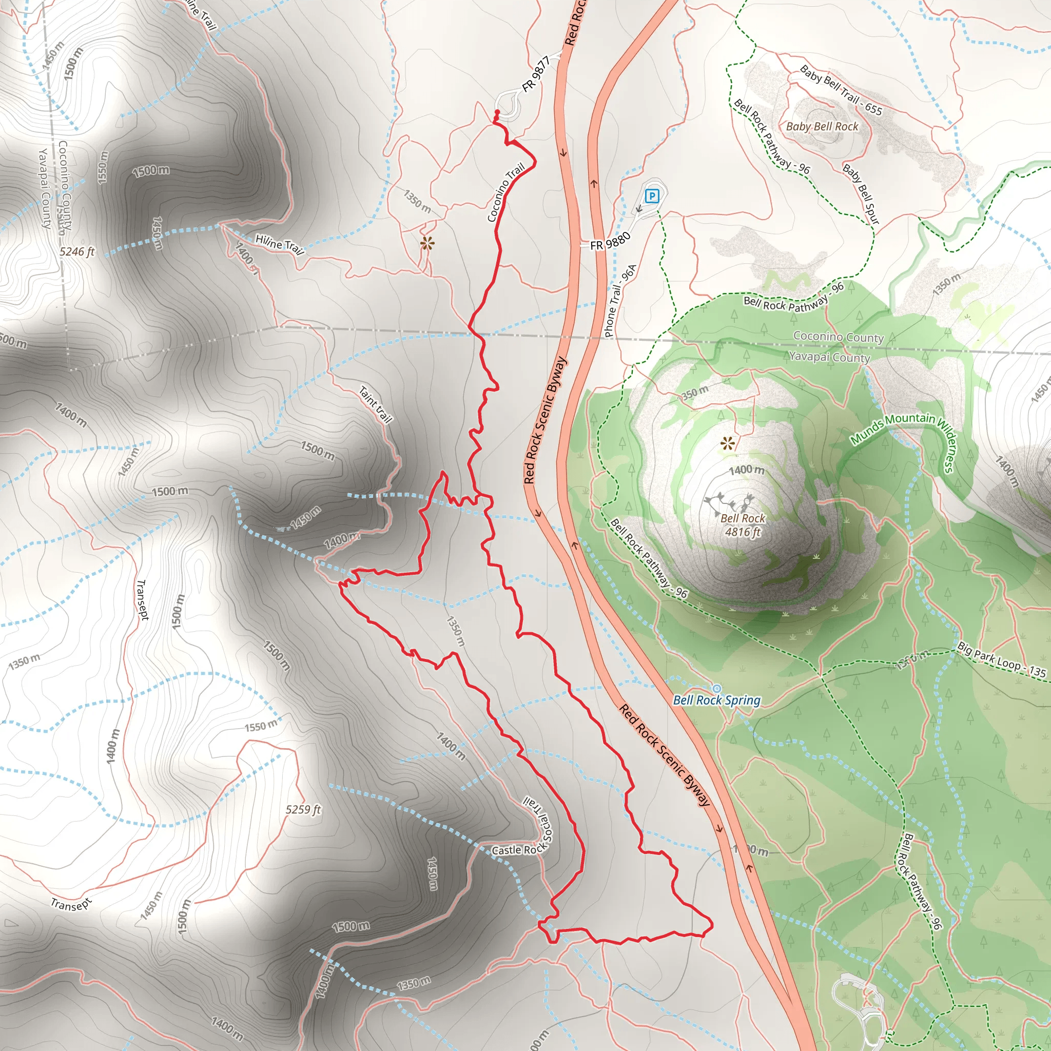 Coconino, Slim Shady and Made in the Shade Loop Trail mobile static map