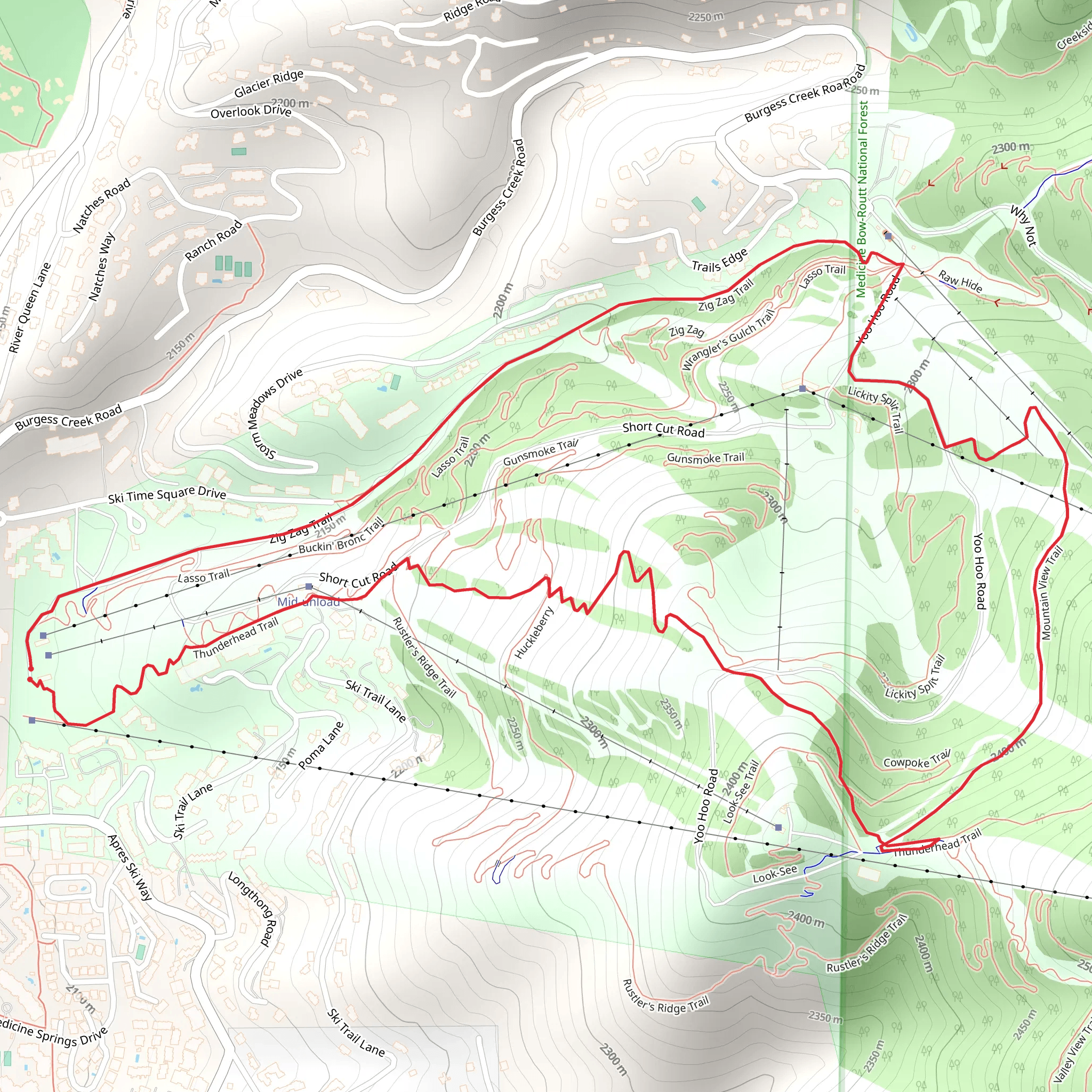 Thunderhead, Mountain View and Zig Zag Loop Trail mobile static map