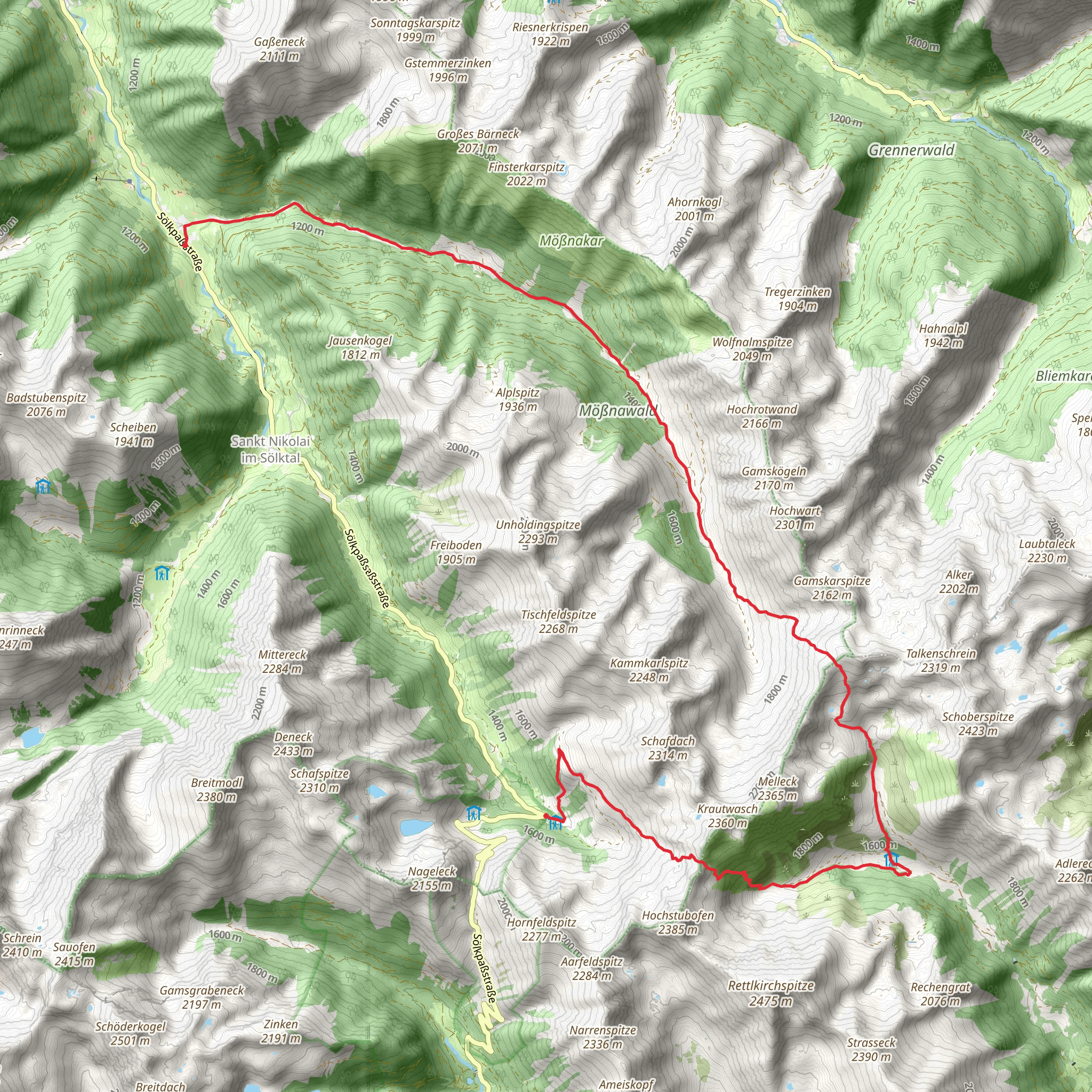 Erzherzog Johann Hütte to Mößna mobile static map