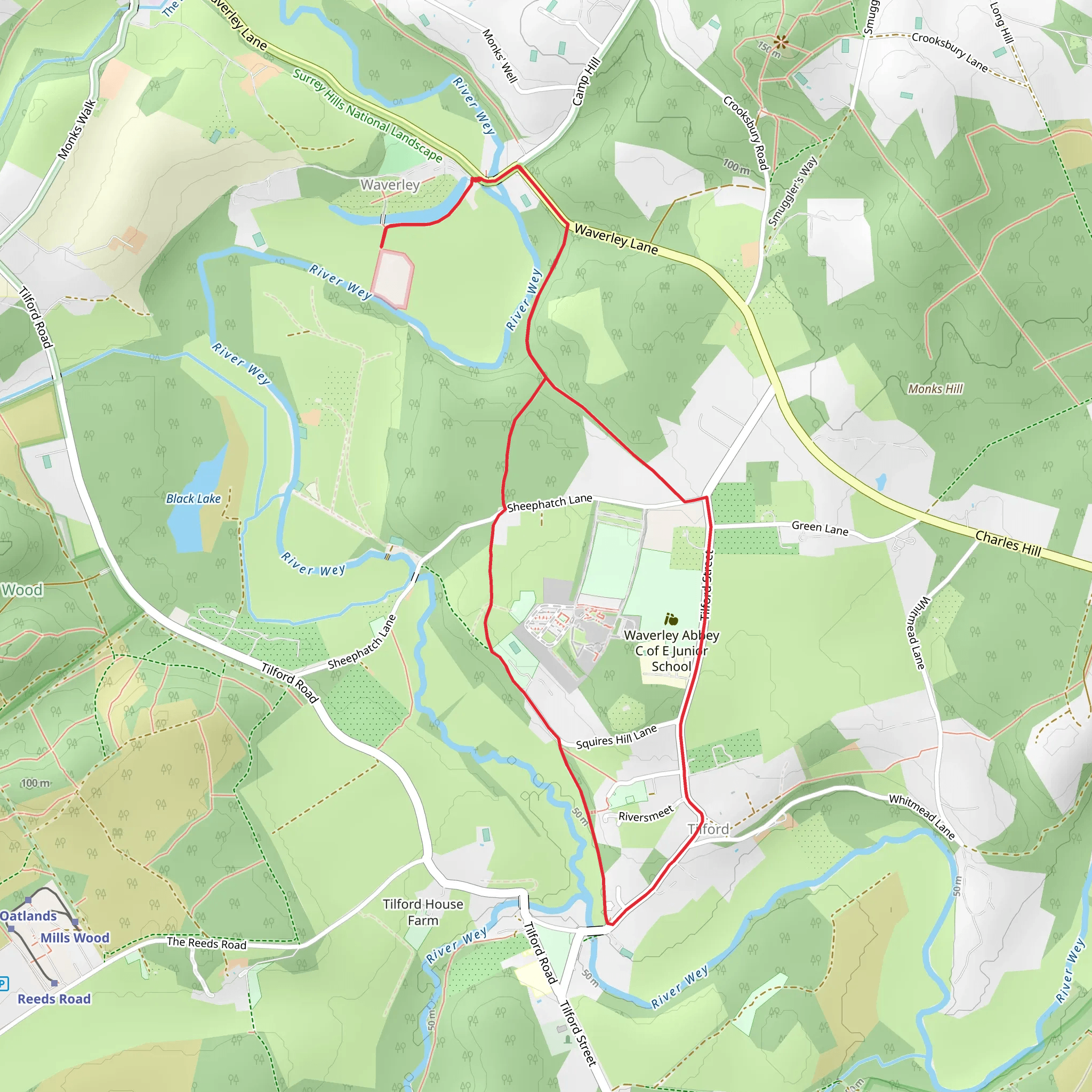 Tilford via Medieval Waverley mobile static map