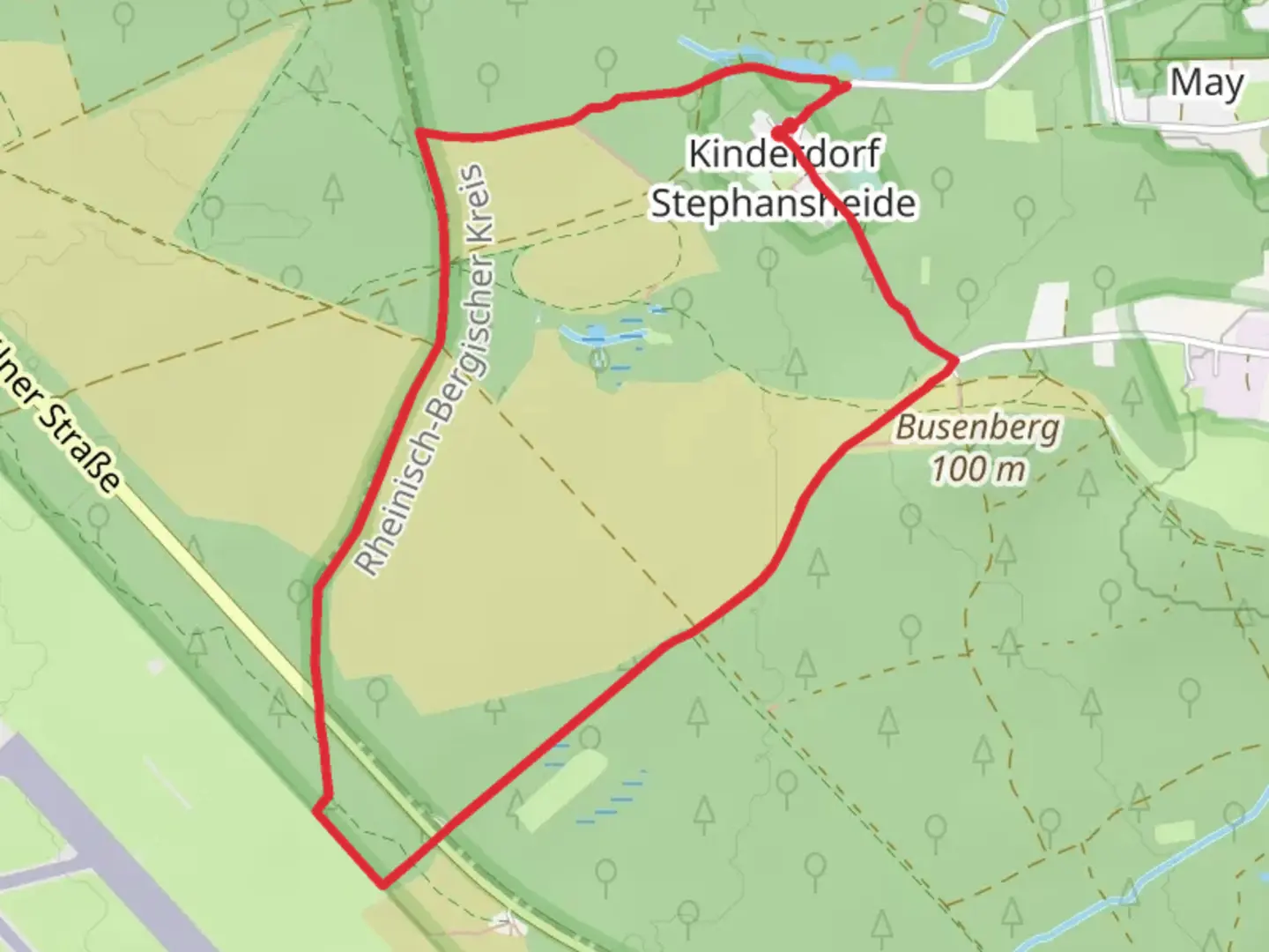 An image depicting the trail Wolfsweg and Brandweg Loop and its surrounding area.