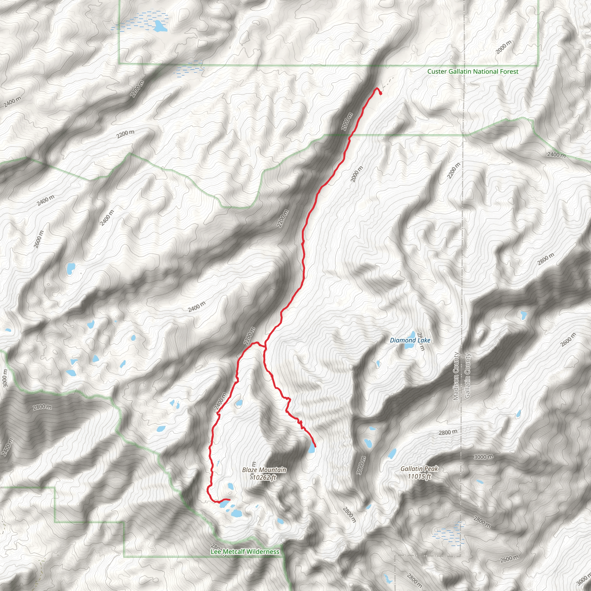 Spanish Lakes and Mirror Lake via South Fork Spanish Creek Trail mobile static map