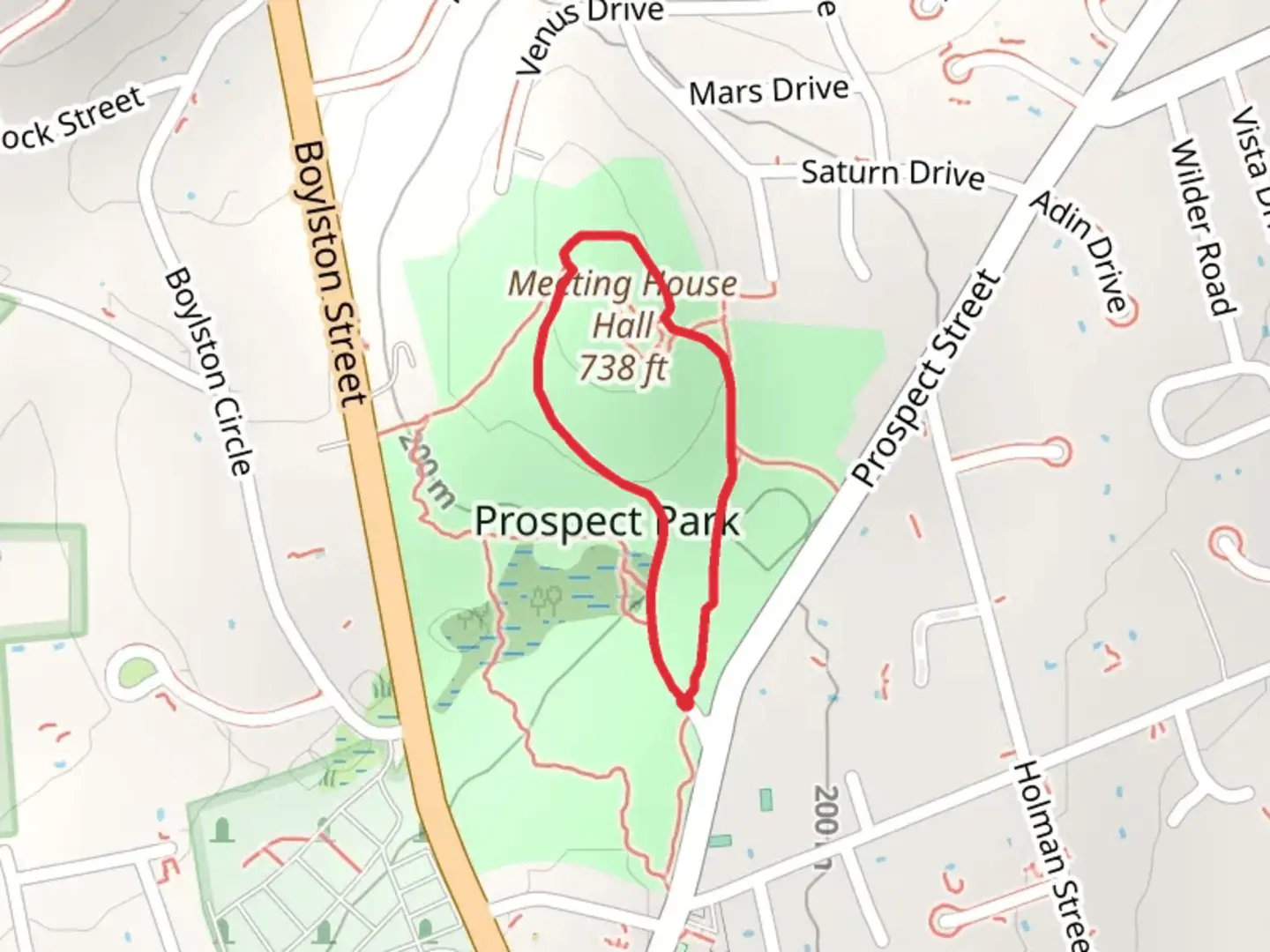 An image depicting the trail Meeting House Hall Loop Trail and its surrounding area.