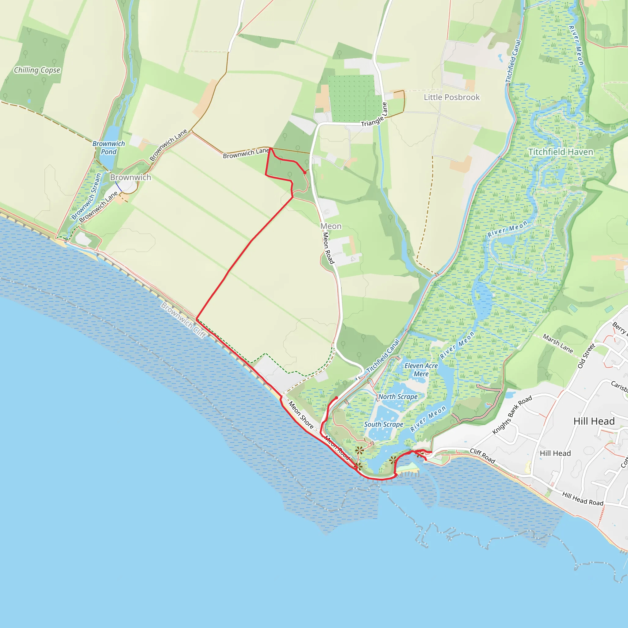 Thatcher's Copse and Hill Head Harbour mobile static map