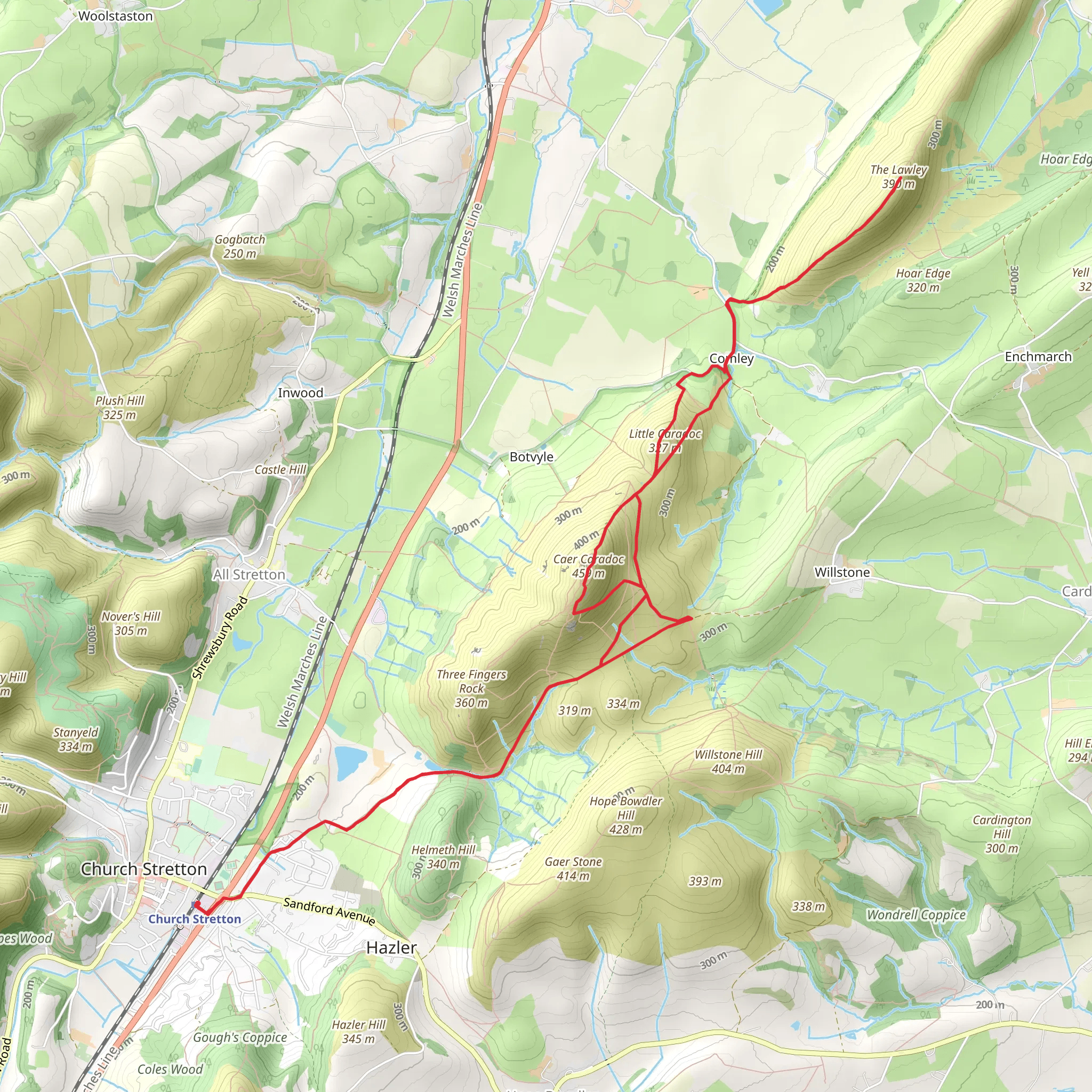 Caer Caradoc, Little Caradoc and The Lawley Walk mobile static map