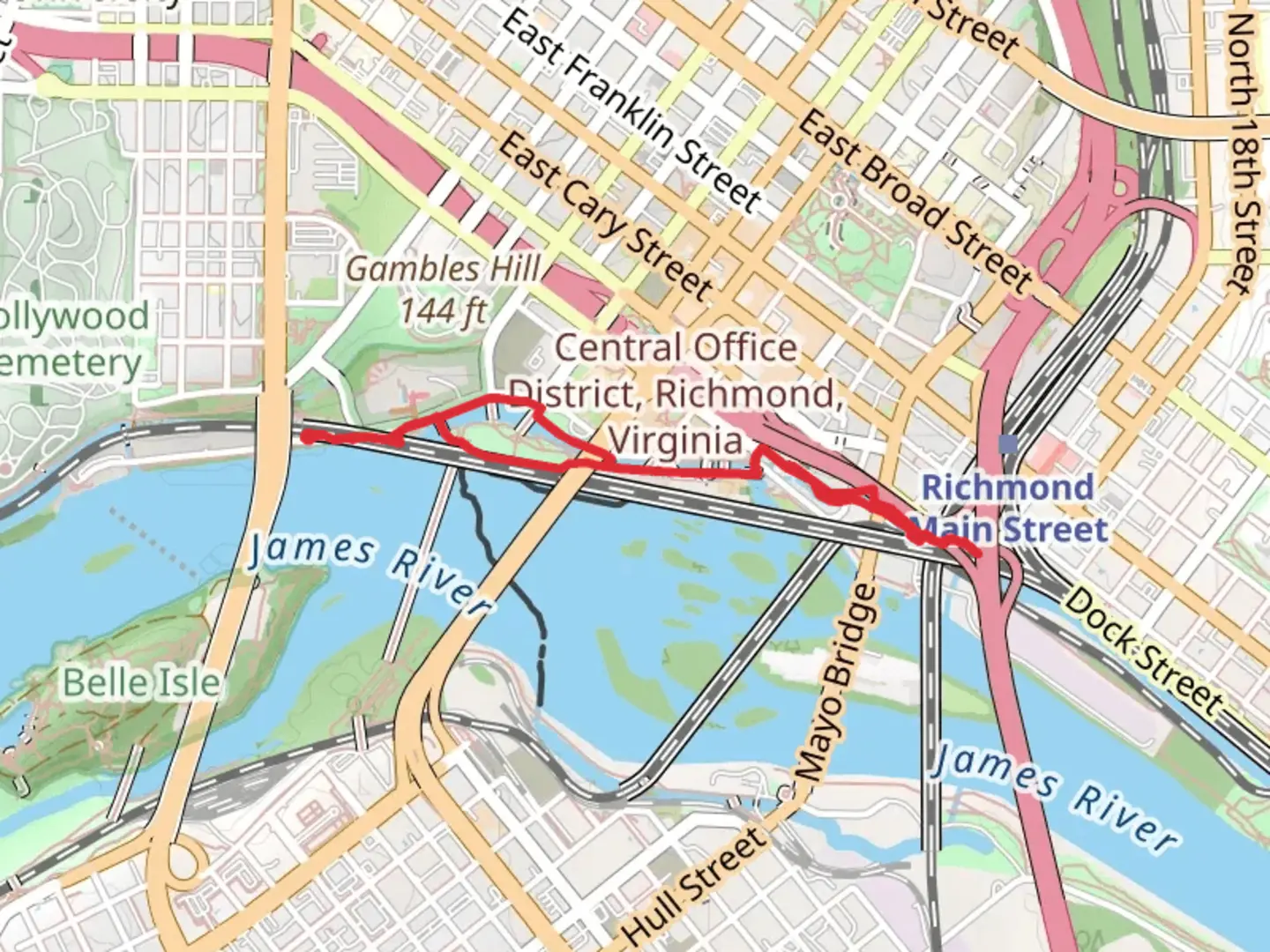 An image depicting the trail Haxall Canal Walk and its surrounding area.