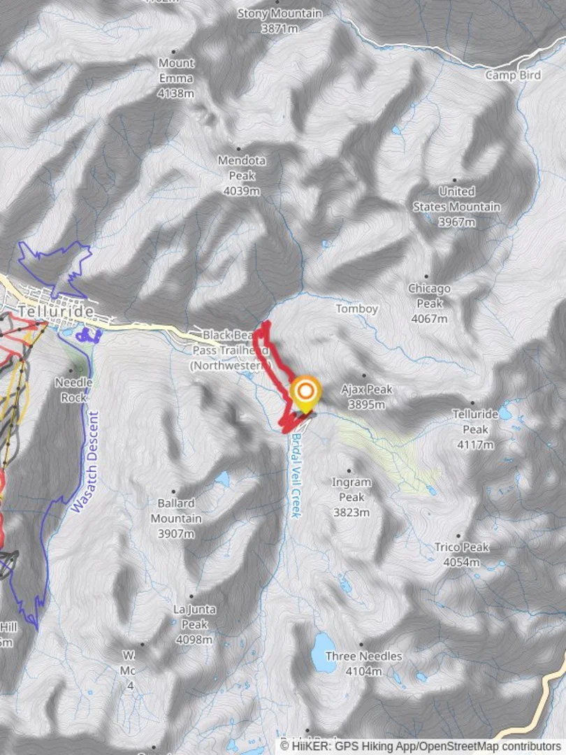 An image depicting the trail Telluride Via Ferrata Loop and its surrounding area.