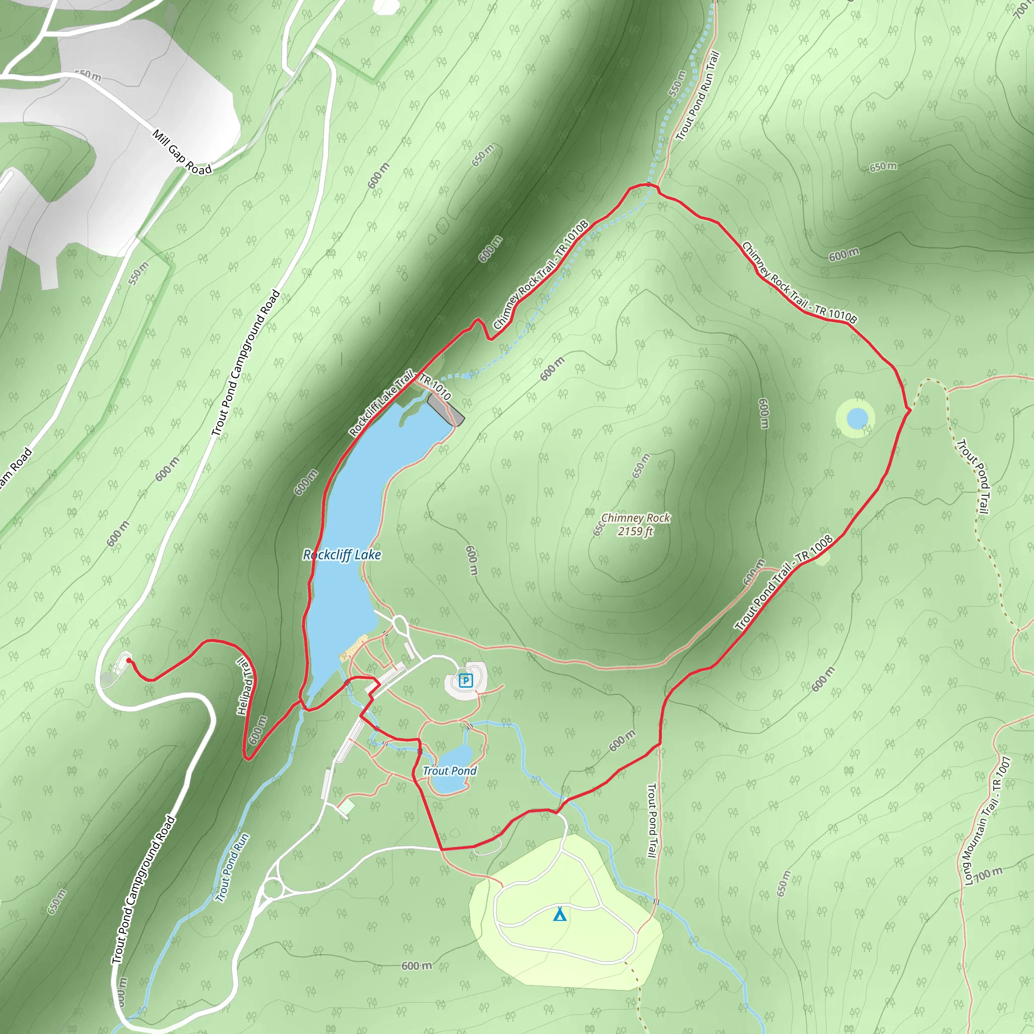 Rockcliff Lake - Chimney Rock Loop Trail mobile static map