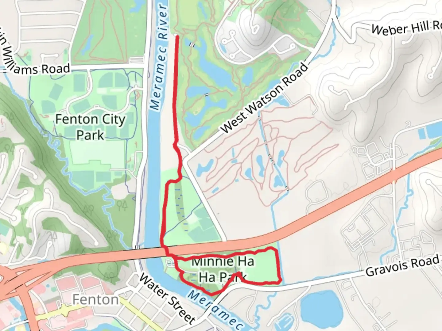 An image depicting the trail Walk along Meramec River from Minnie Ha Ha Park and its surrounding area.