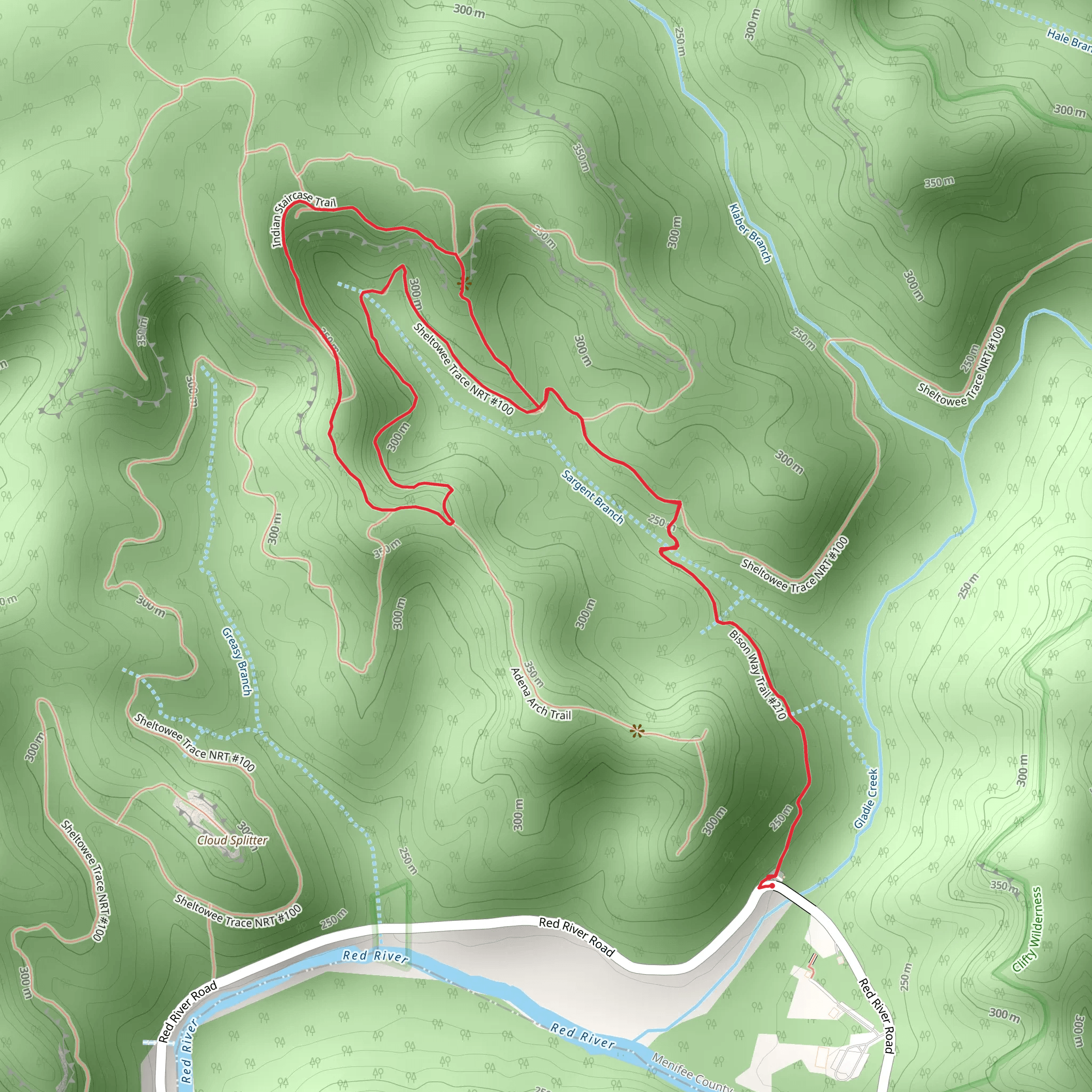 Indian Staircase Trail and Sheltowee Trace NRT Loop mobile static map