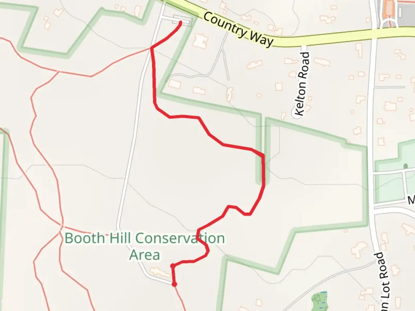 An image depicting the trail Booth Hill Out and Back and its surrounding area.