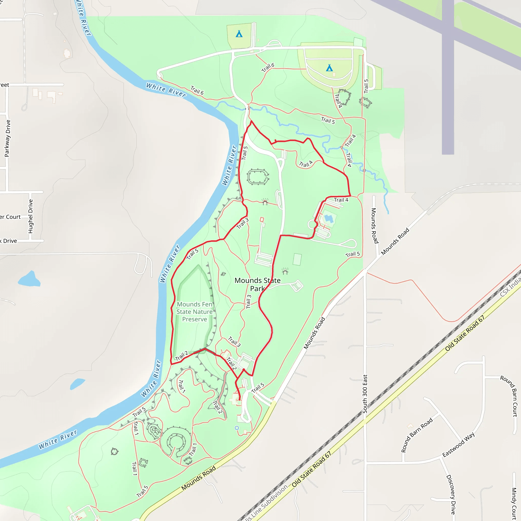 Mounds State Park Loop mobile static map