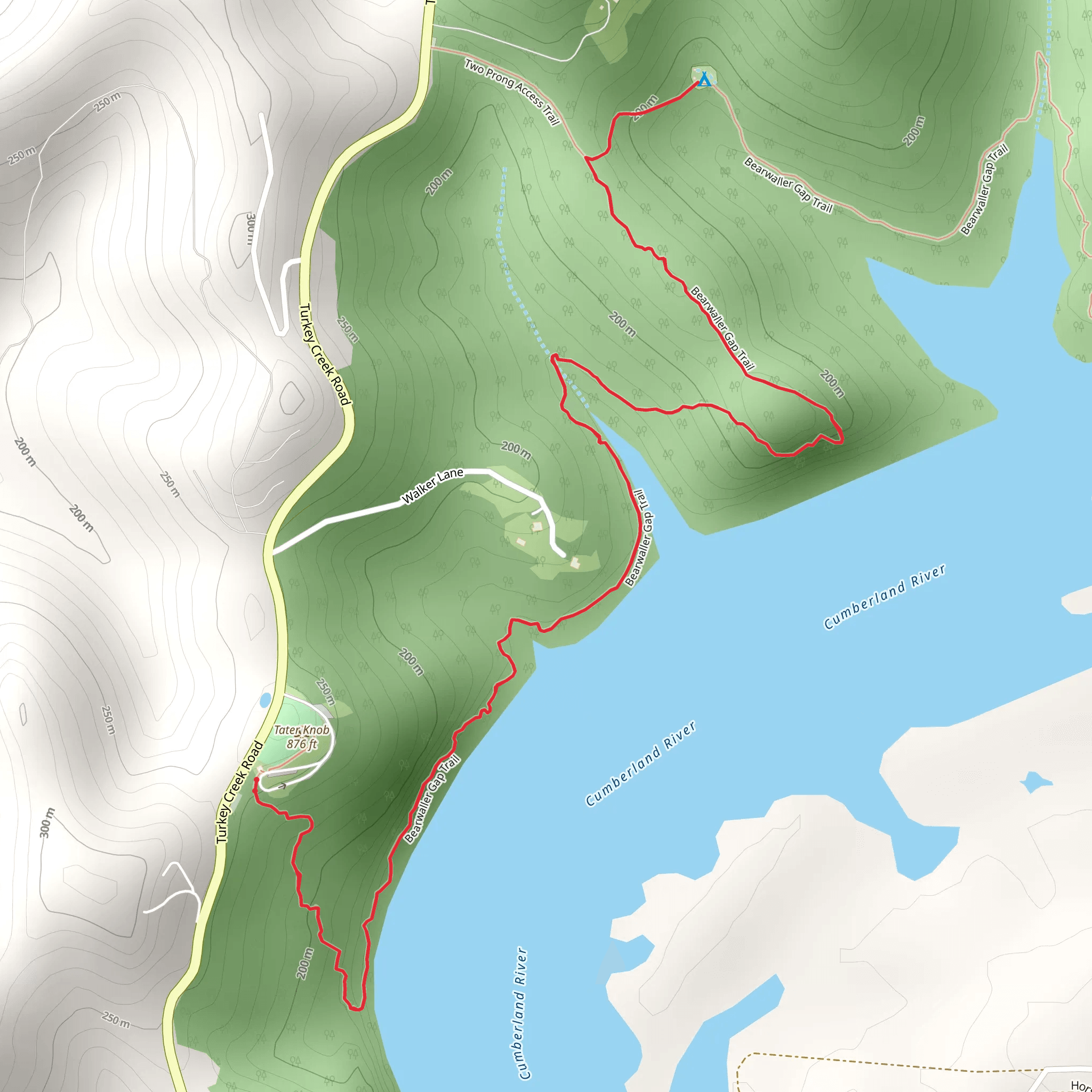 Bearwaller Gap Trail Out and Back mobile static map