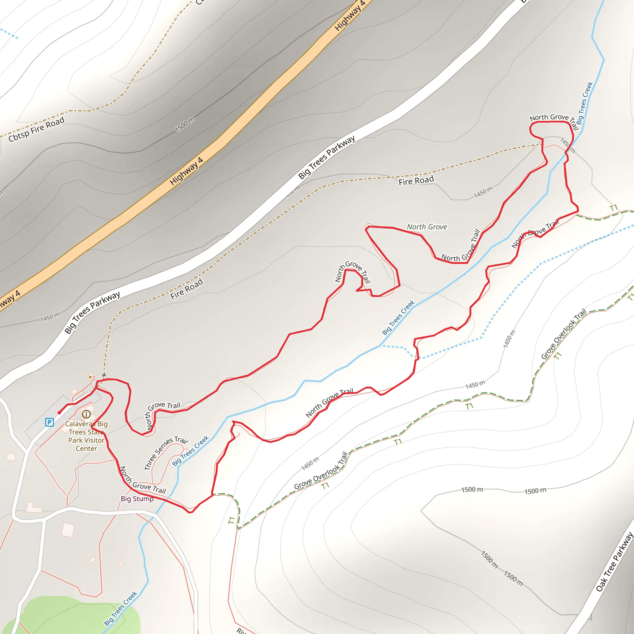 Big Trees Creek - North Grove Loop Trail mobile static map
