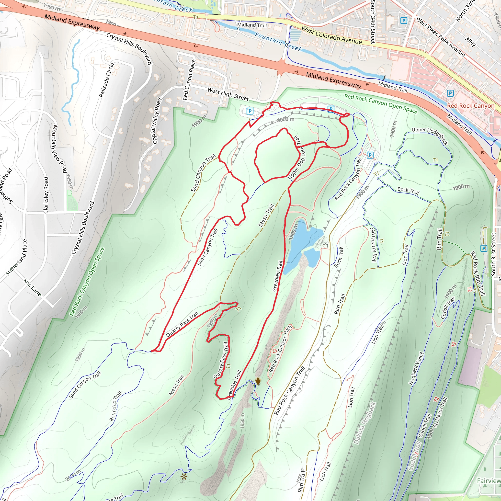 Sand Canyon, Greenlee and Upper Dog Loop Trail mobile static map