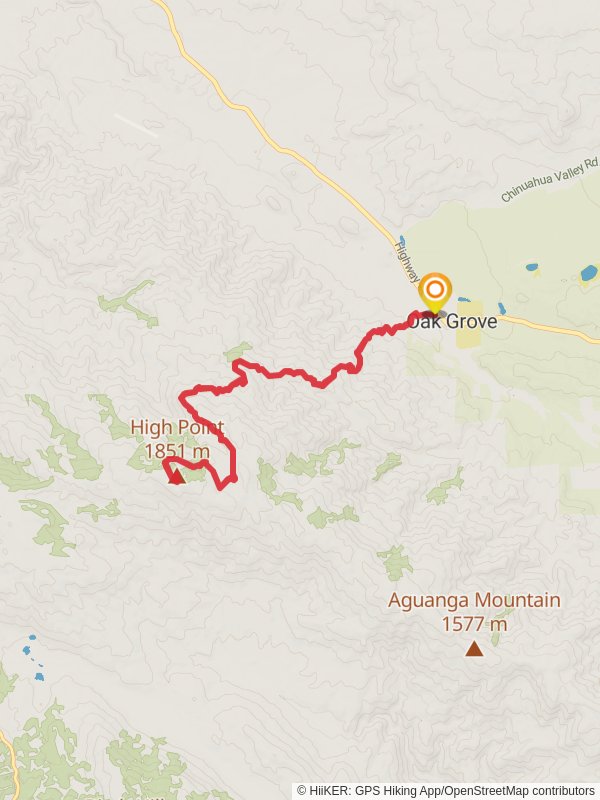 High Point via Oak Grove Trail mobile static map