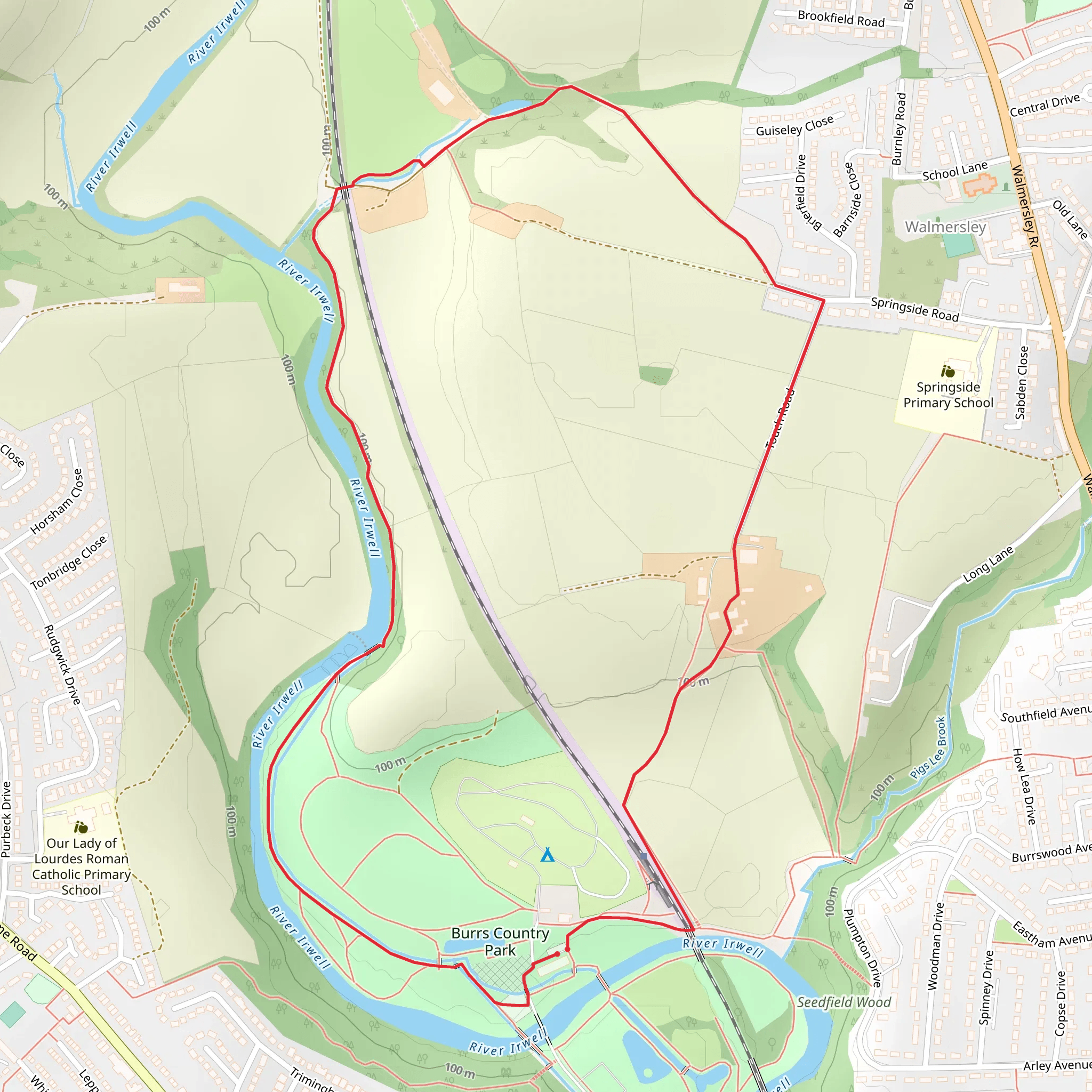 Burrs Country Park Loop mobile static map