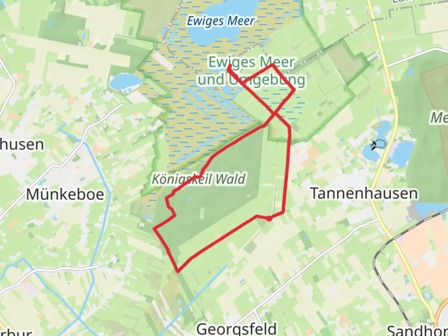 An image depicting the trail Königskeil Wald Loop and its surrounding area.