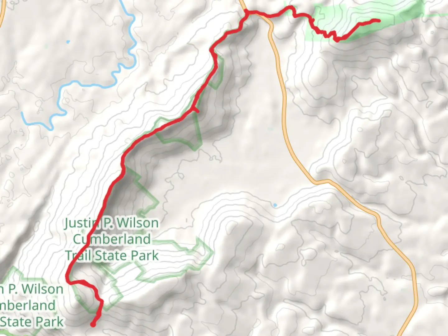 An image depicting the trail Brady Mountain and Black Mountain via Cumberland Trail and its surrounding area.