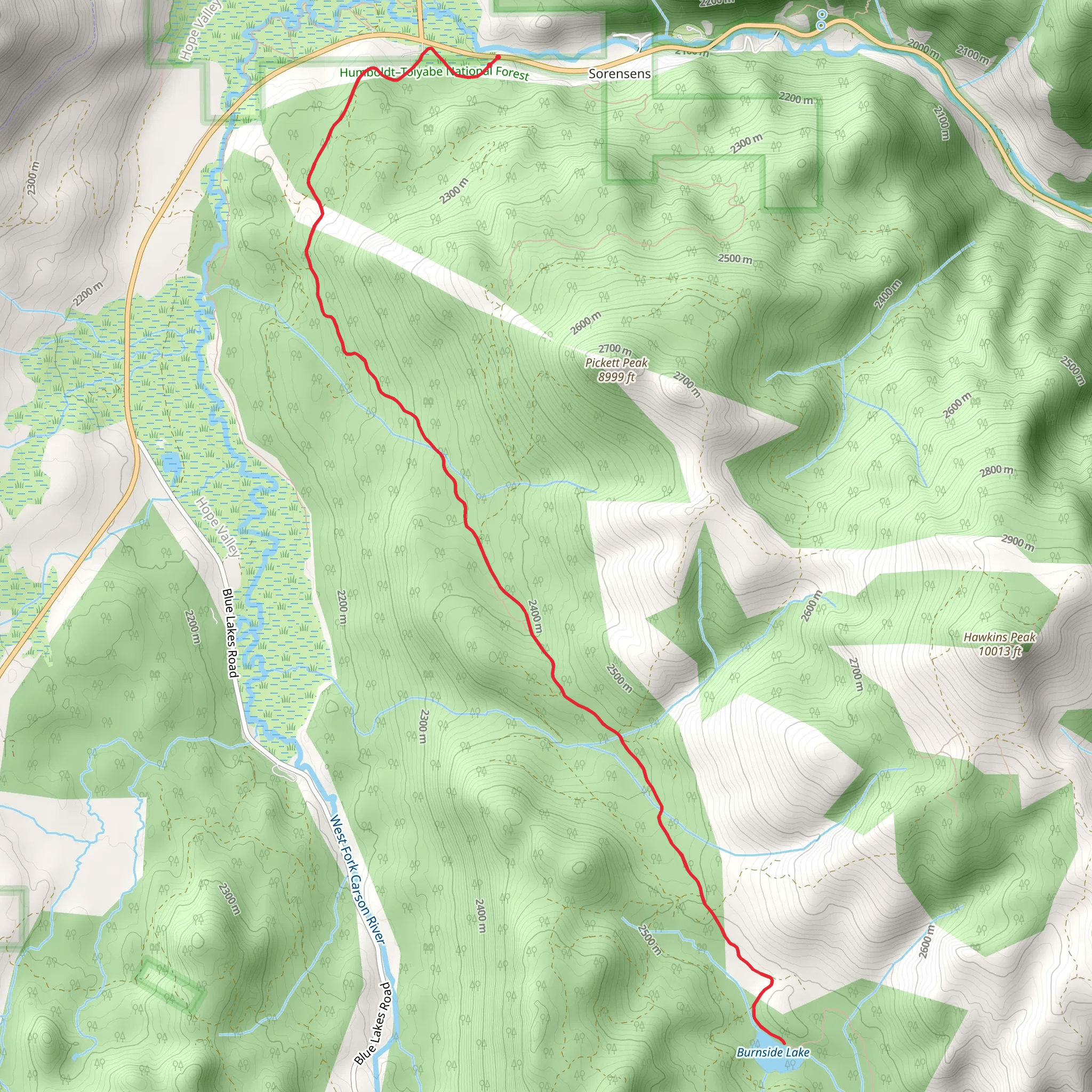 Burnside Lake Trail mobile static map