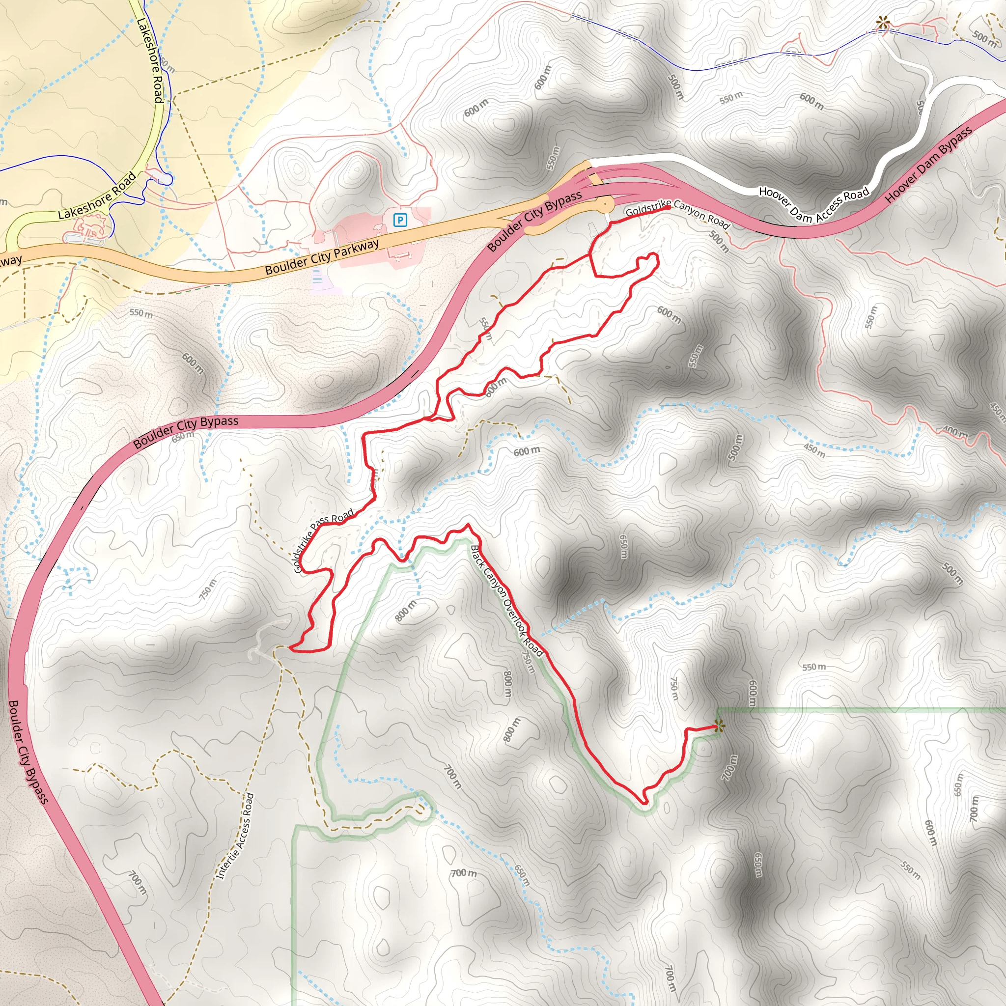 Black Canyon Overlook Road and Goldstrike Pass Road Loop mobile static map