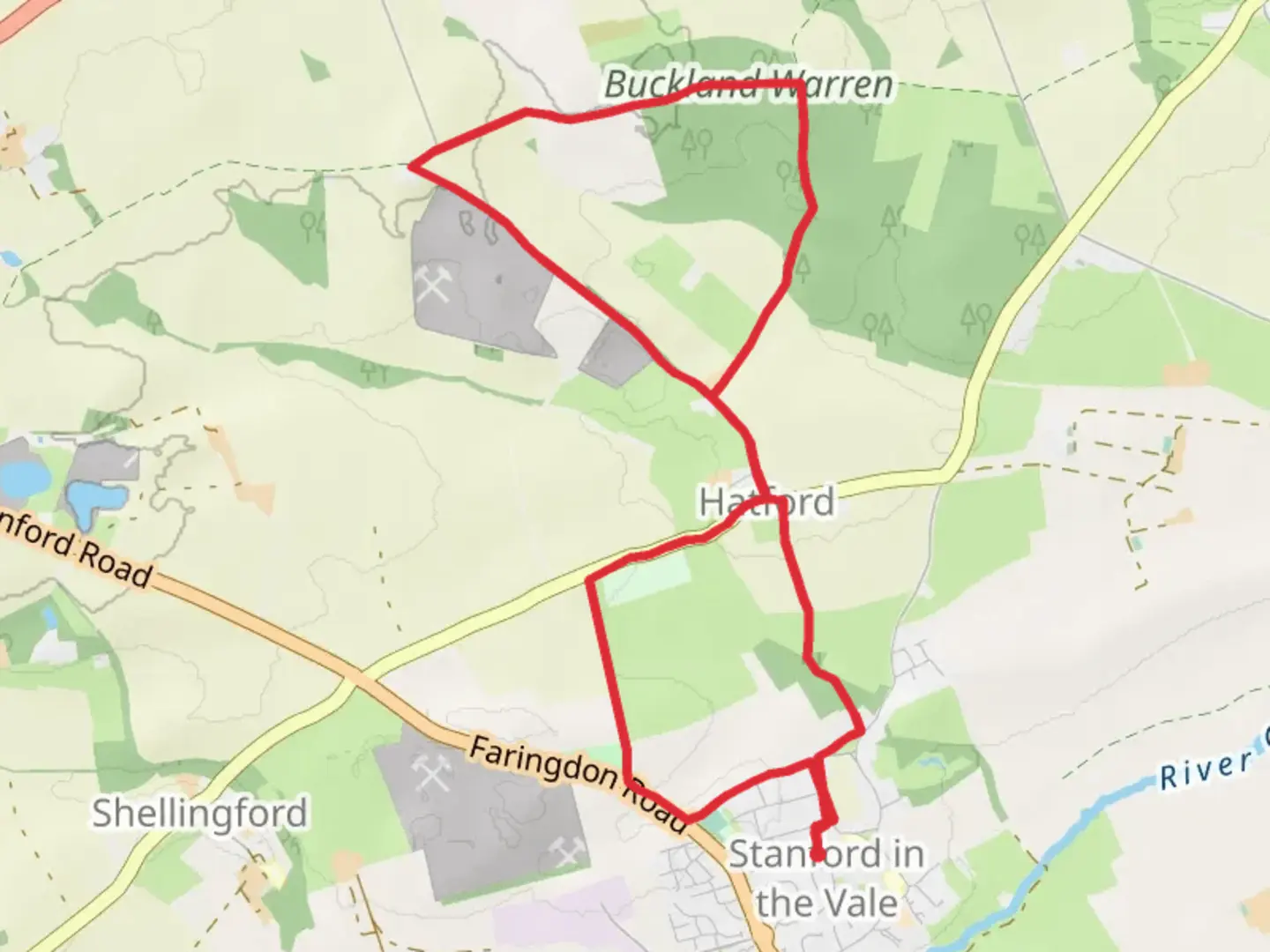 An image depicting the trail Buckland Warren and Stanford in the Vale Loop and its surrounding area.