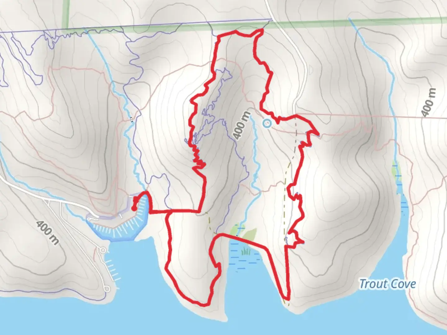 An image depicting the trail Ridge Top and Eastern Powerline Loop Trail and its surrounding area.