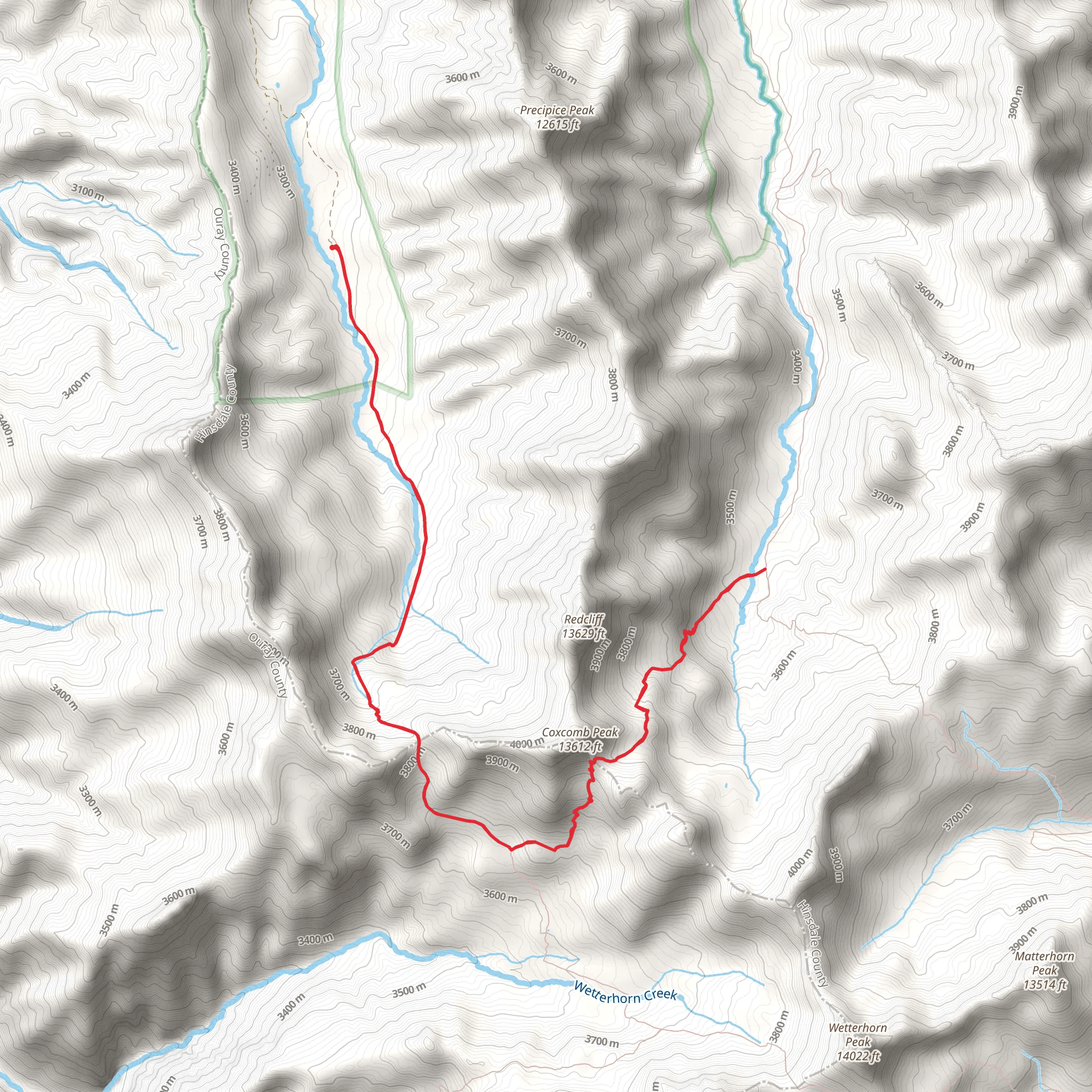 Coxcomb Peak via Wetterhorn Basin Trail and Coxcomb Trail mobile static map