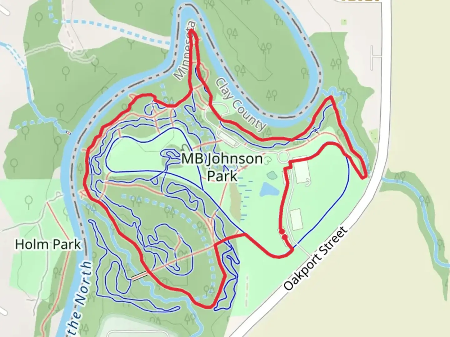 An image depicting the trail MB Johnson Park Long Loop and its surrounding area.