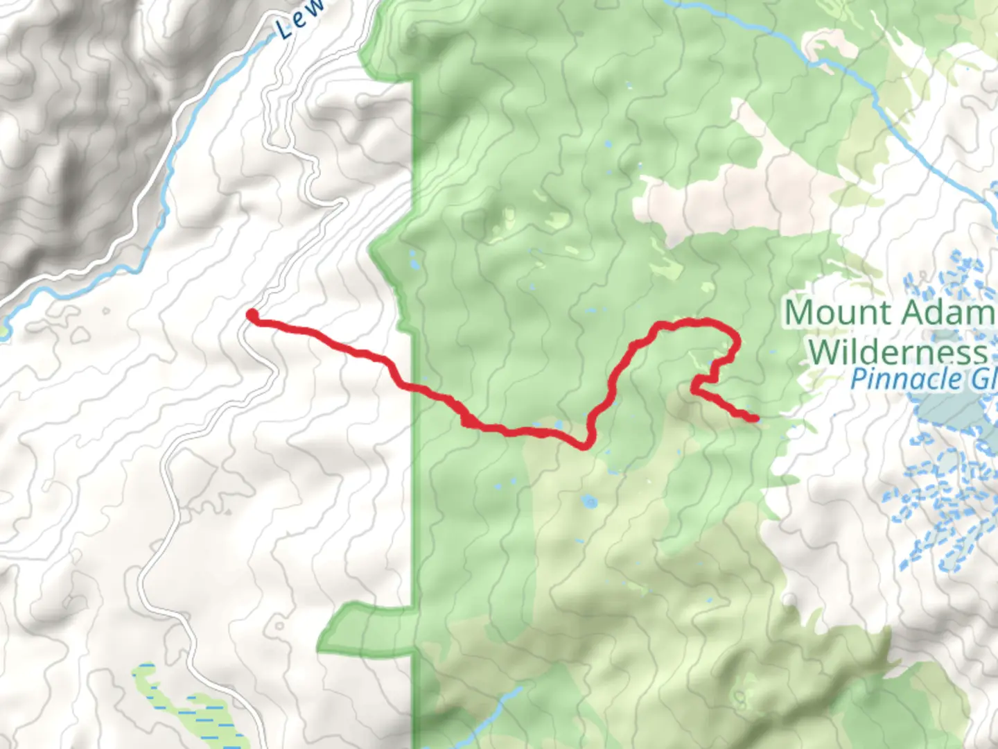 An image depicting the trail Crystal Lake via Riley Camp Trail and its surrounding area.