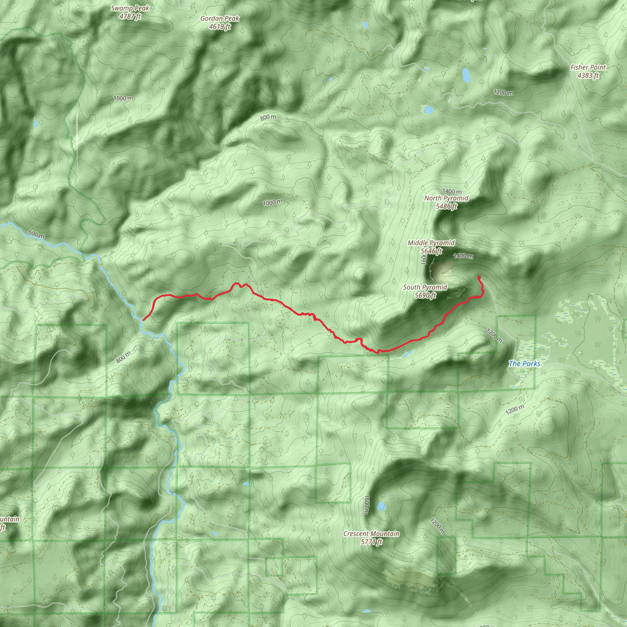 South Pyramid Creek Trail mobile static map