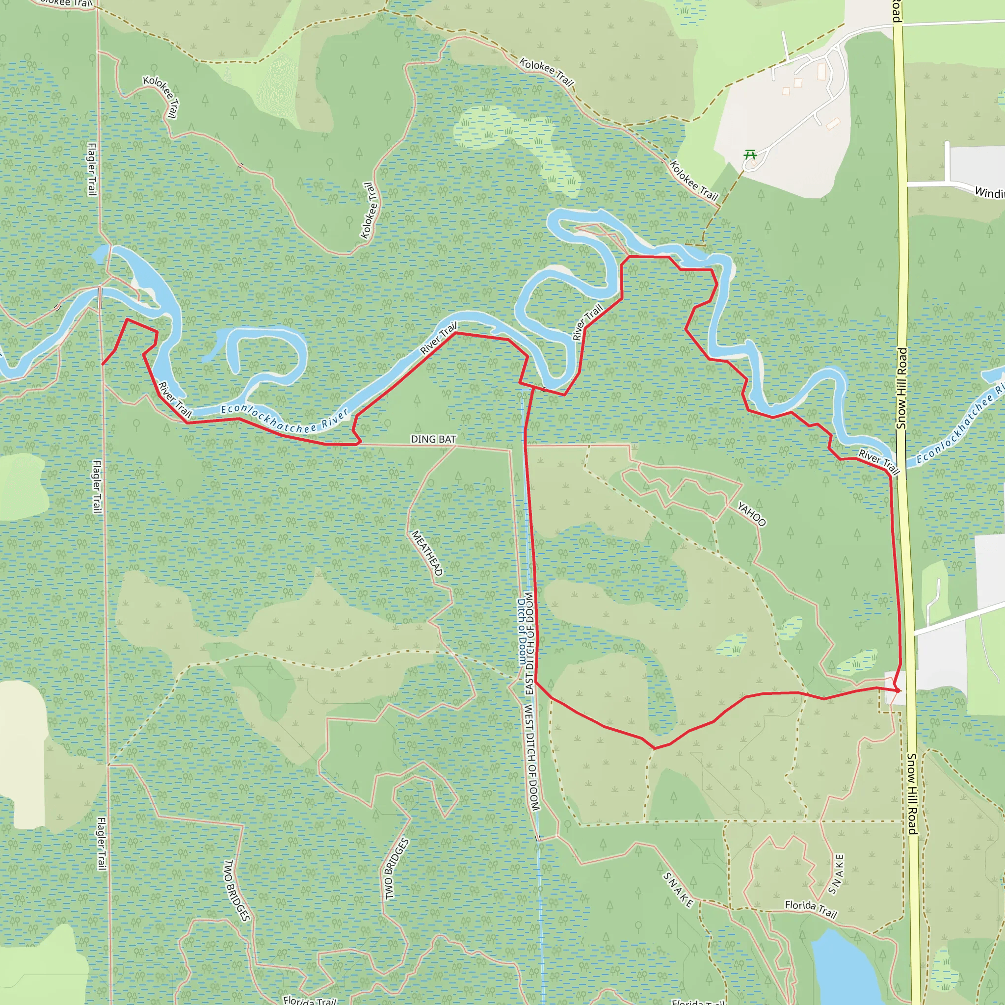 Loop around Econlockhatchee River mobile static map