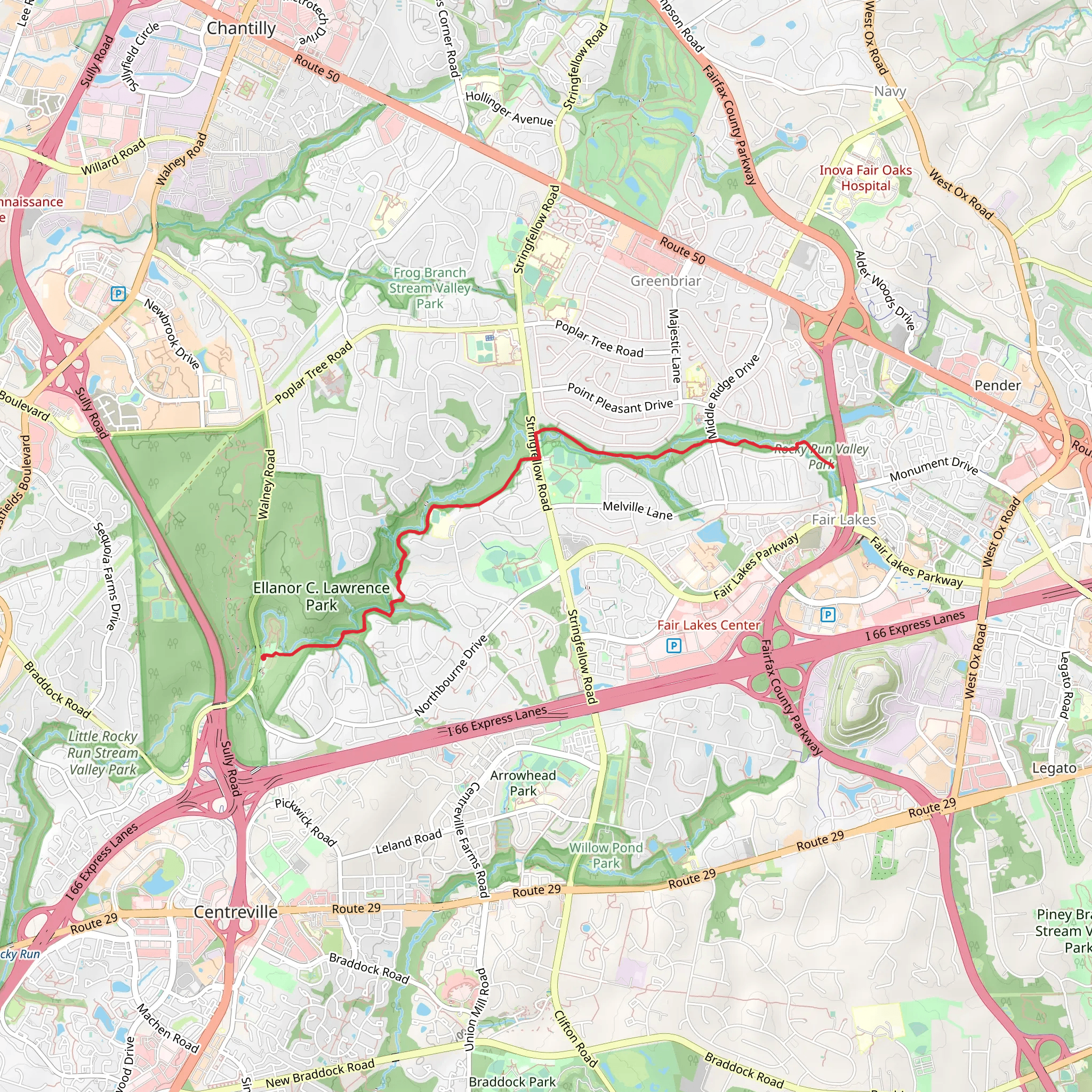 Rocky Run Stream Valley Trail mobile static map