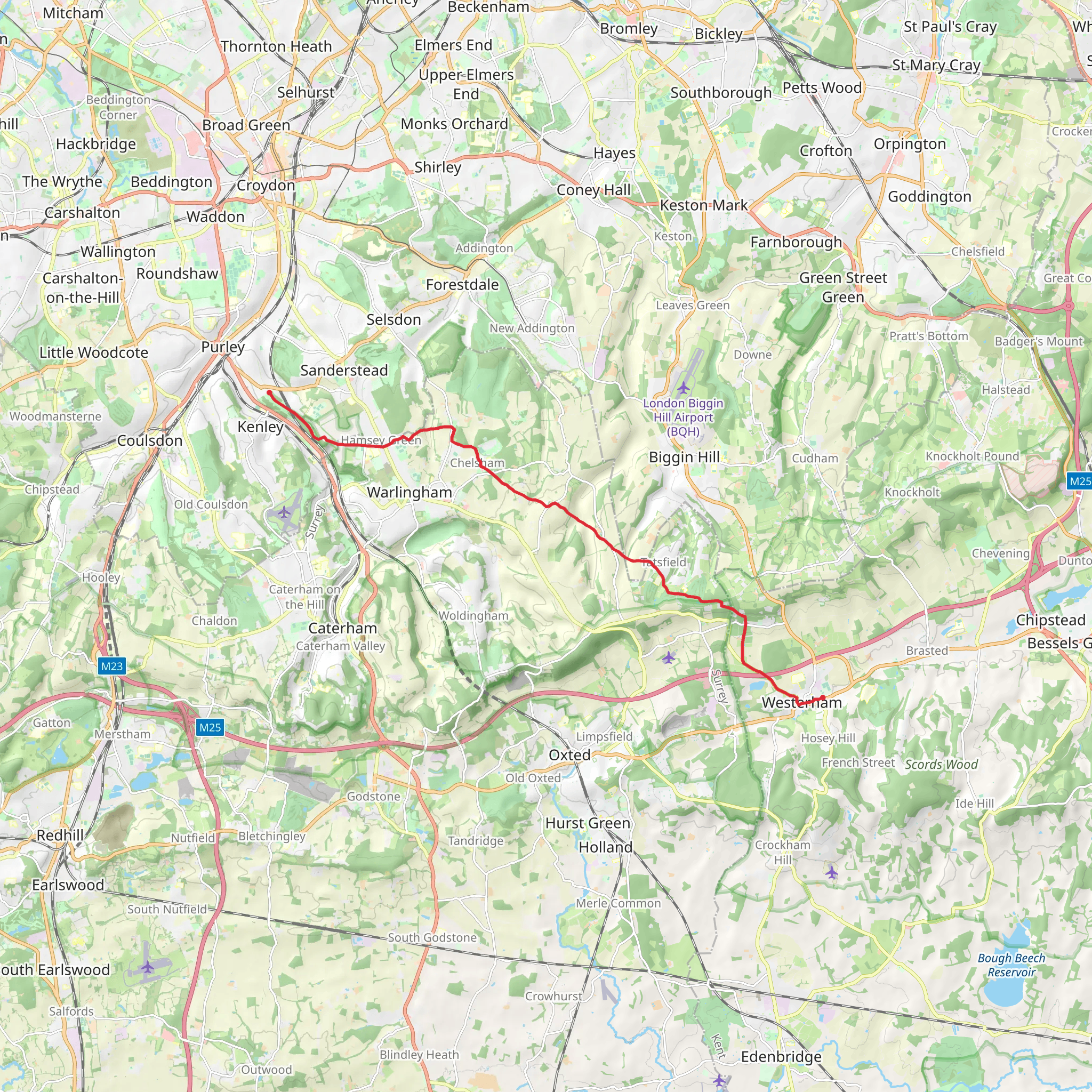 Kenley to Westerham Walk mobile static map