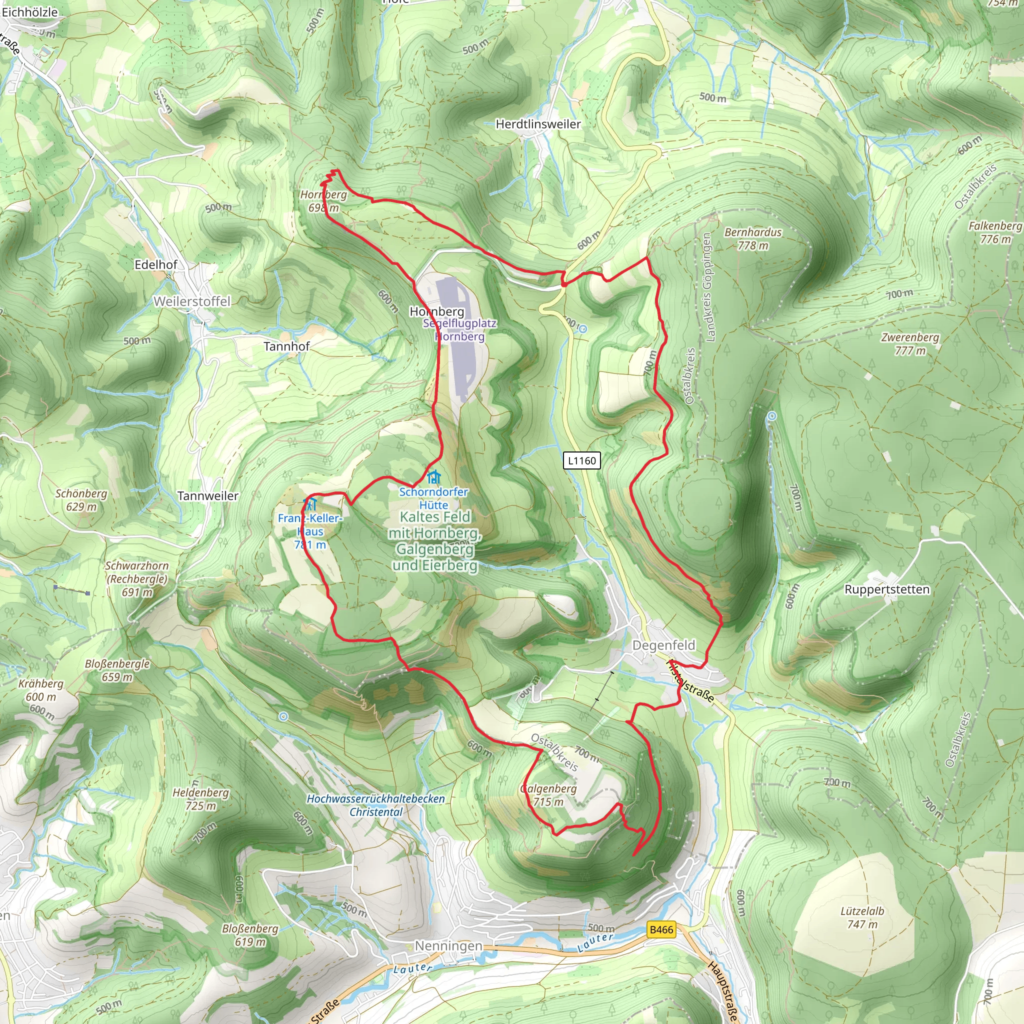 Hornberg Loop via Kaltes Feld mit Hornberg mobile static map