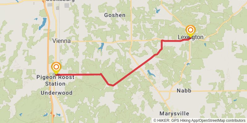 American Discovery Trail South Route - Indiana stage 9 Map