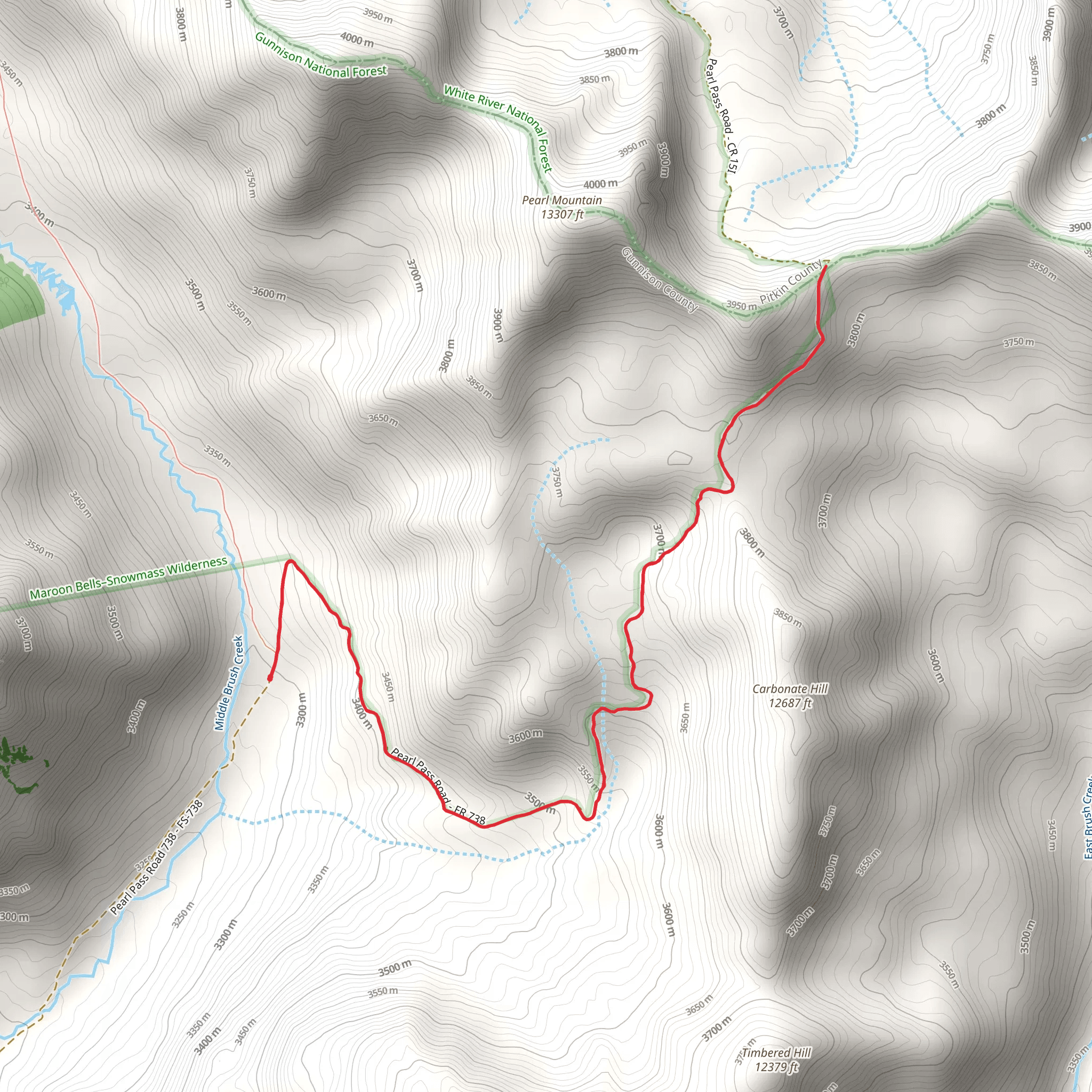 Pearl Pass Trail mobile static map