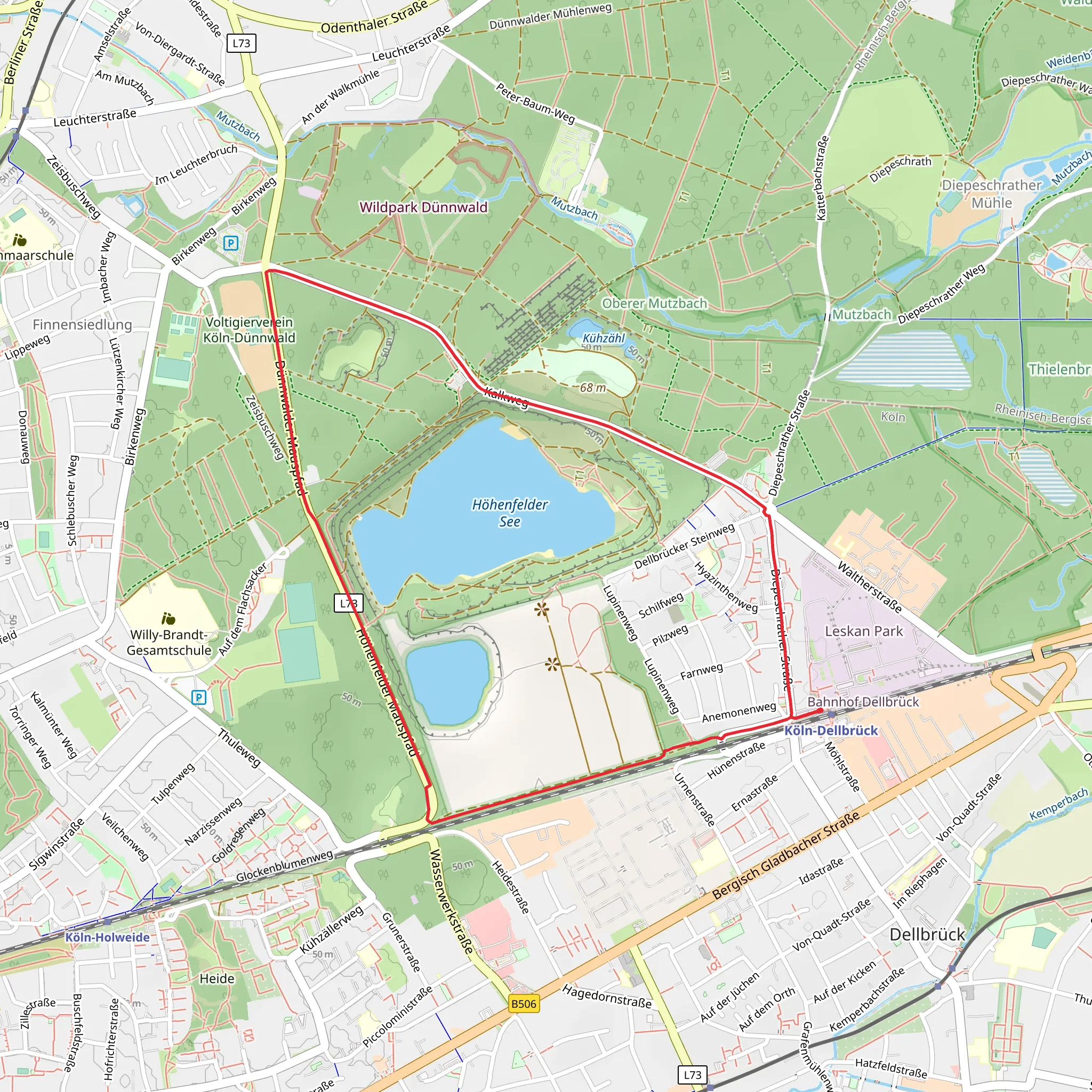 Dellbrücker Heide and Höhenfelder See Loop via Kalkweg mobile static map