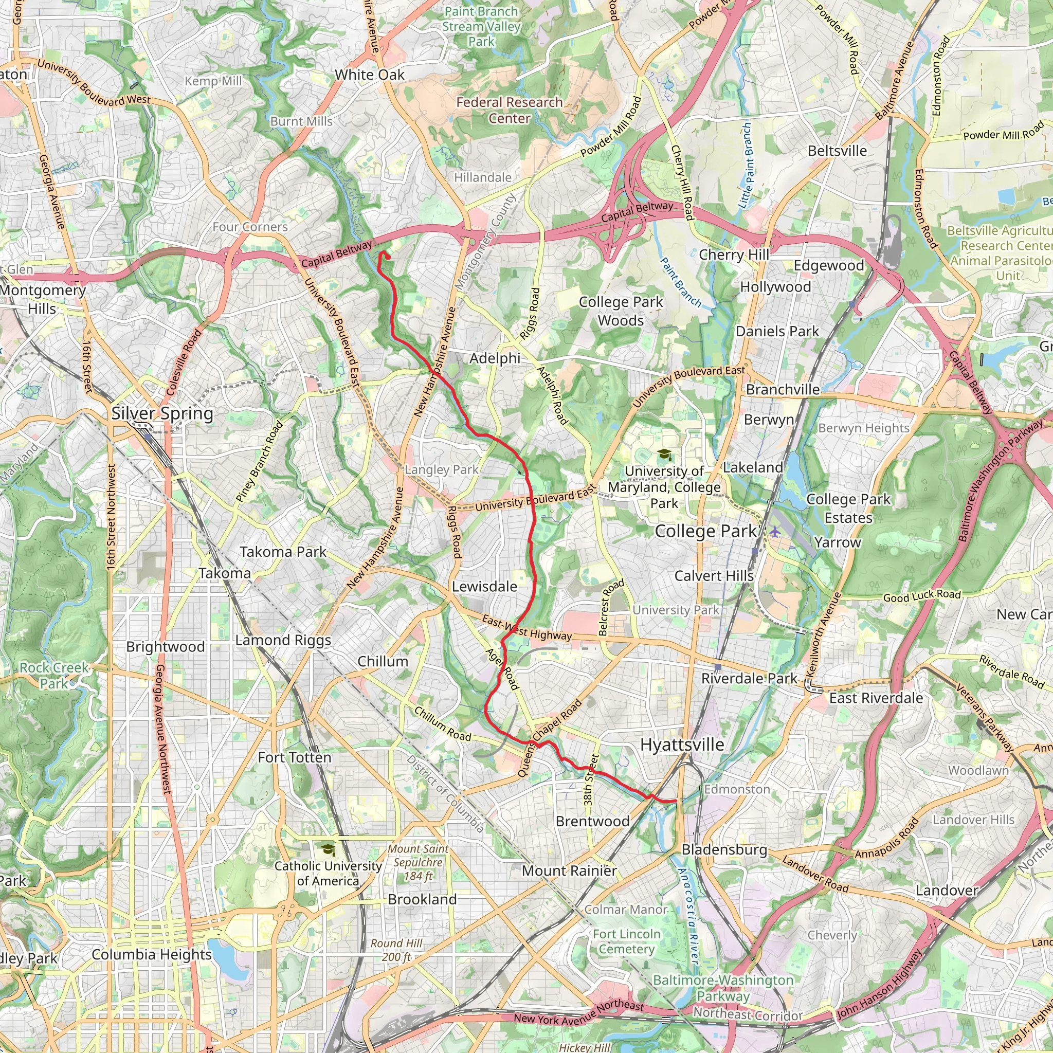 Rachel Carson Greenway Trail mobile static map