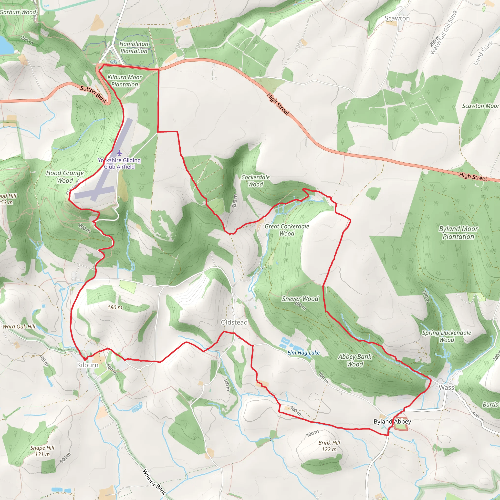 Kilburn - Byland Abbey - Sutton Bank and Kilburn White Horse mobile static map