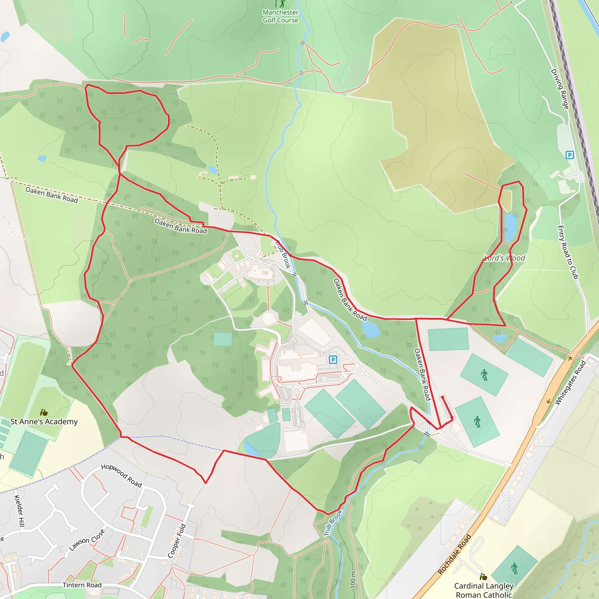 Hopwood Woodlands Nature Reserve and Lord's Wood Loop mobile static map