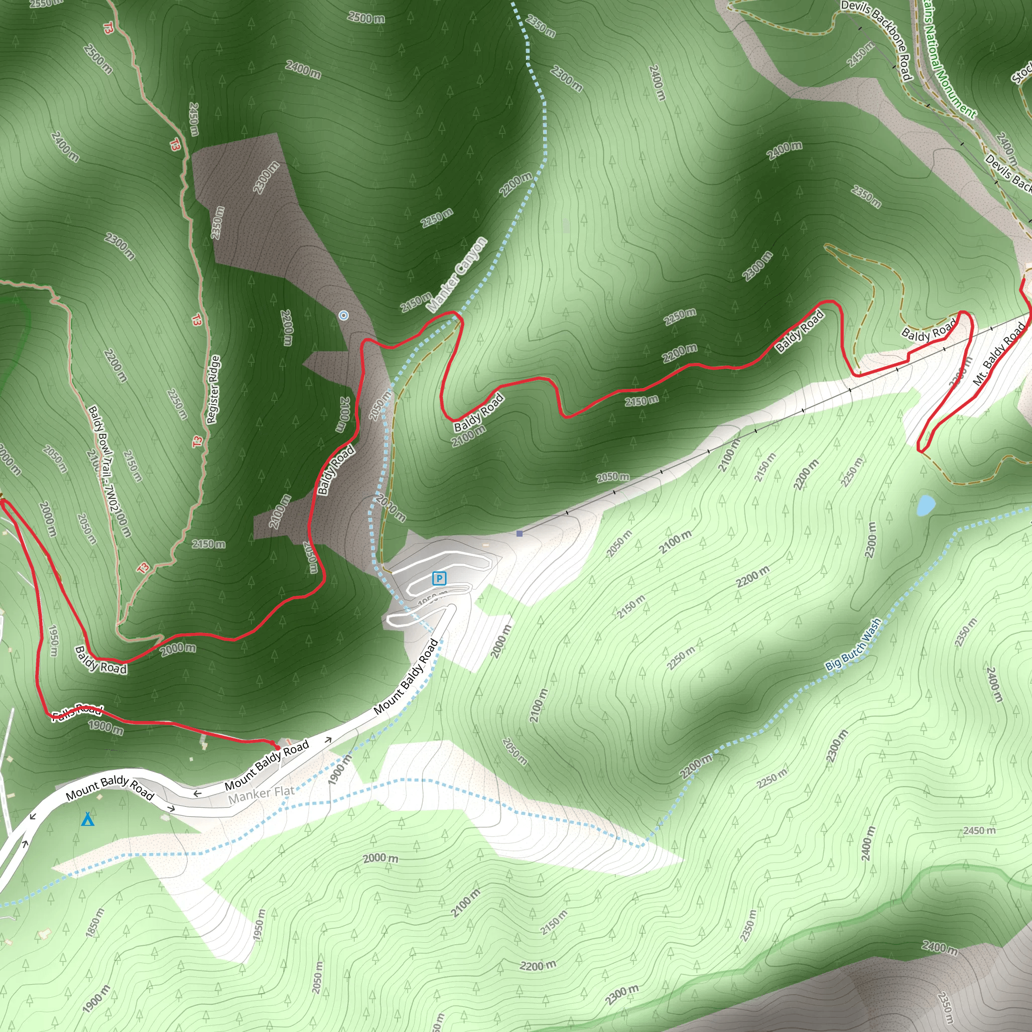 Mount Baldy Road Out and Back mobile static map