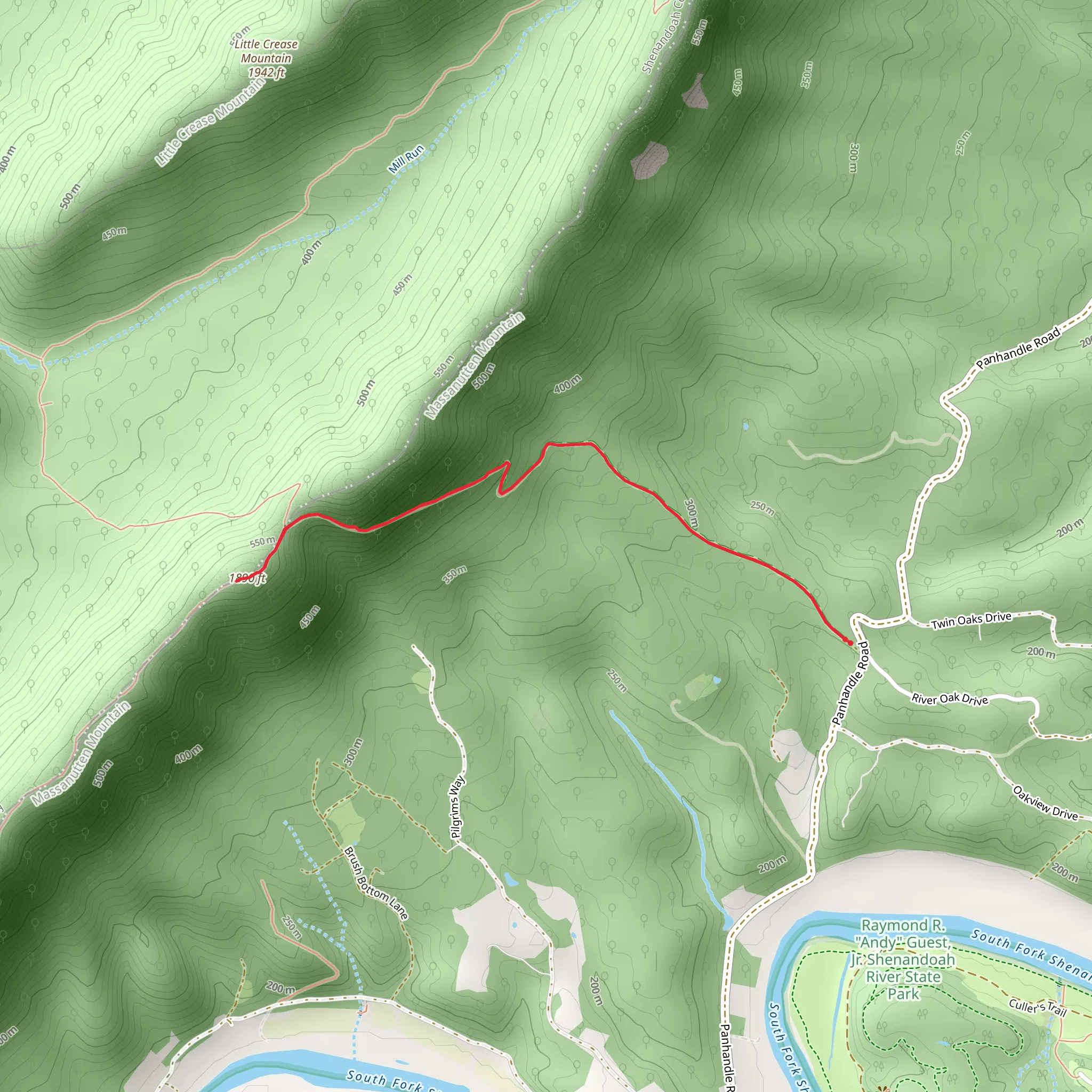 Tuscarora-Veech Gap Short Trail mobile static map