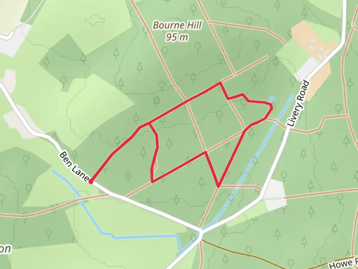 An image depicting the trail White's Common Loop and its surrounding area.