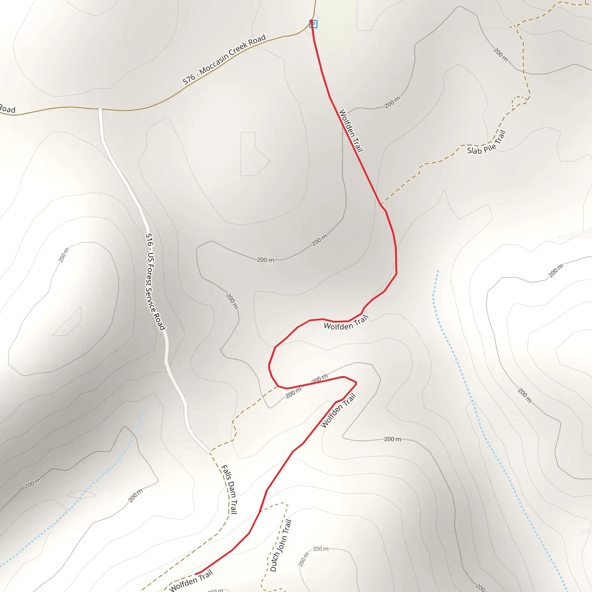 Falls Dan via Wolf Den Trail mobile static map