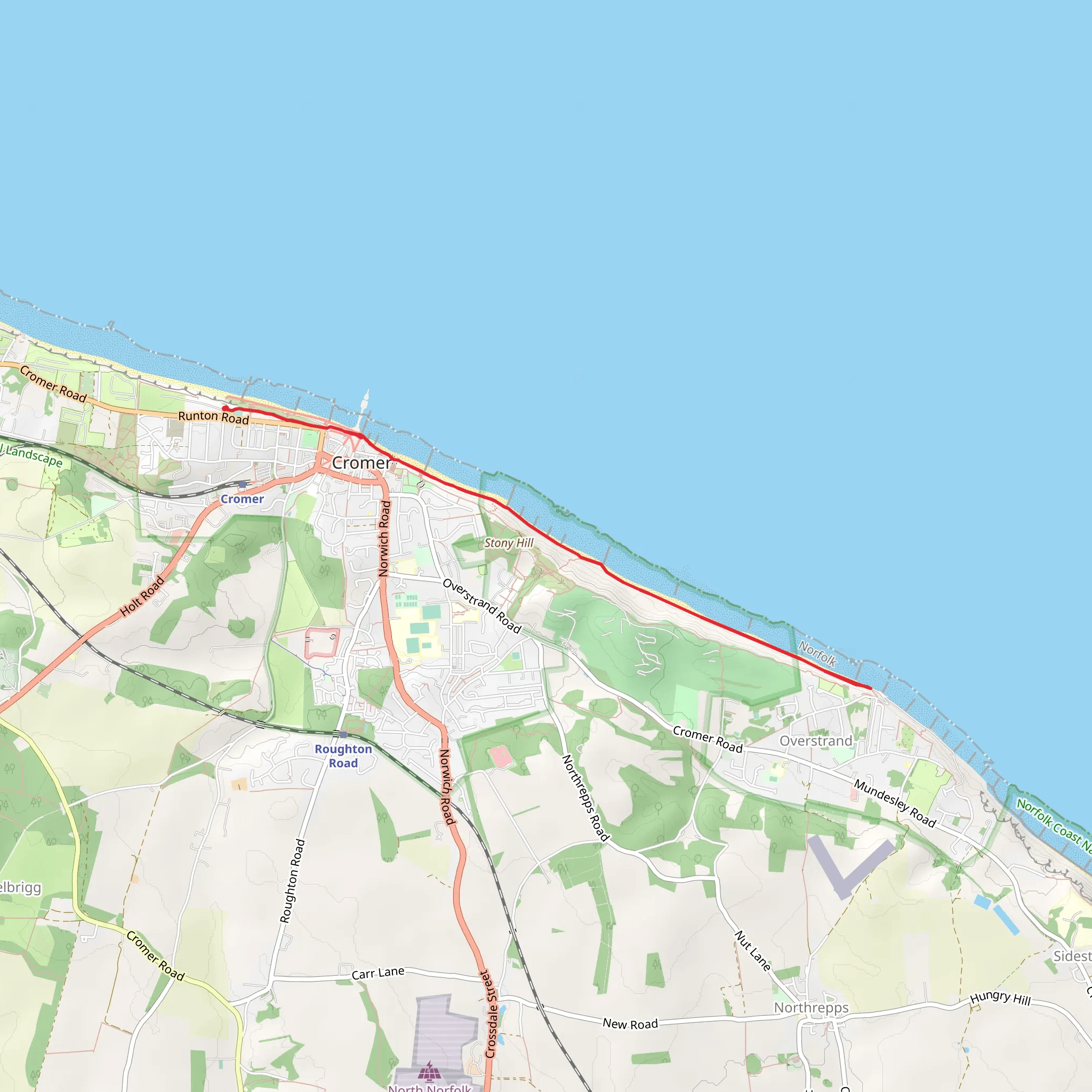 Cromer to Overstrand Beach Walk mobile static map